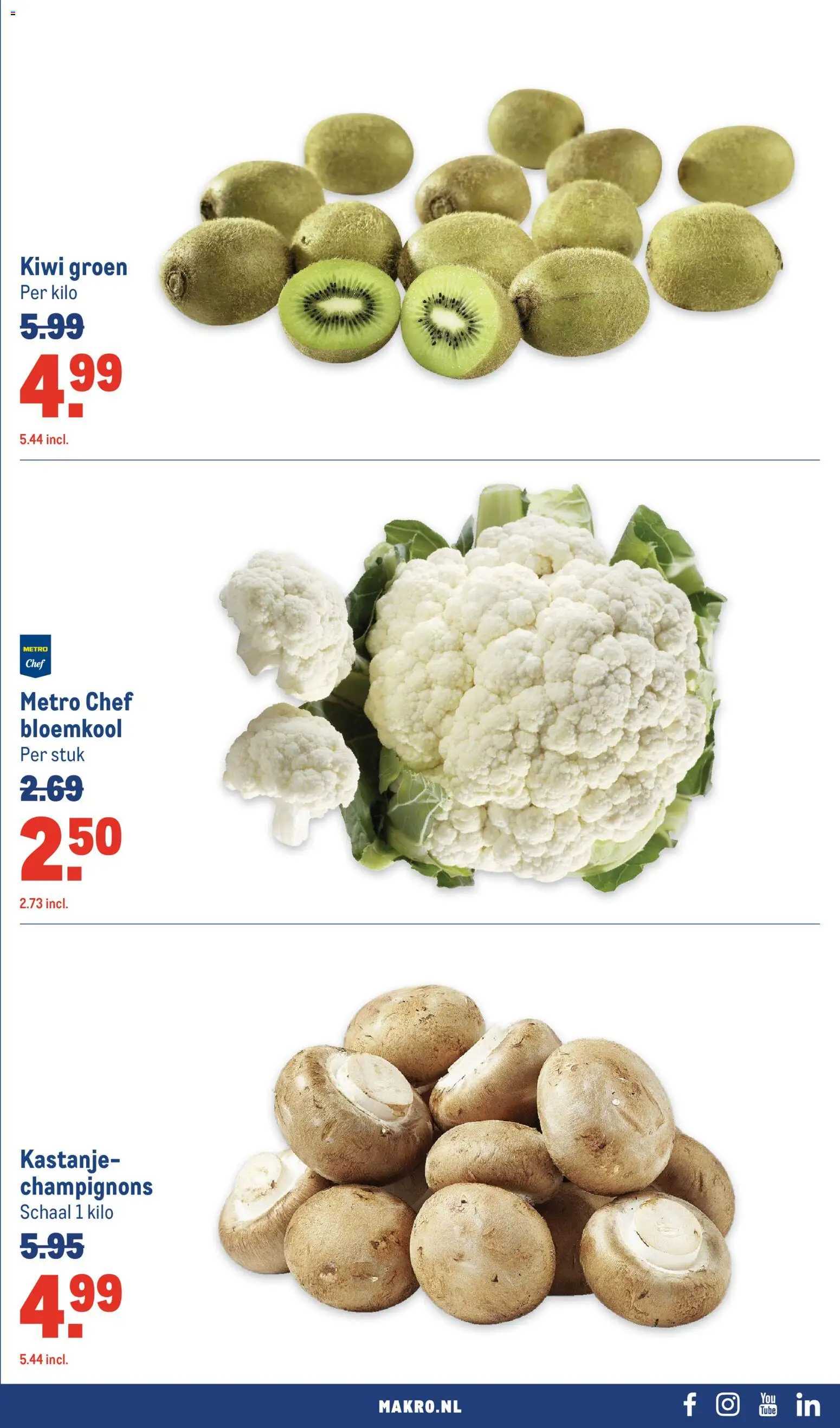 {H1} | Pagina: 29 | Producten: Bloemkool, Kiwi, Schaal