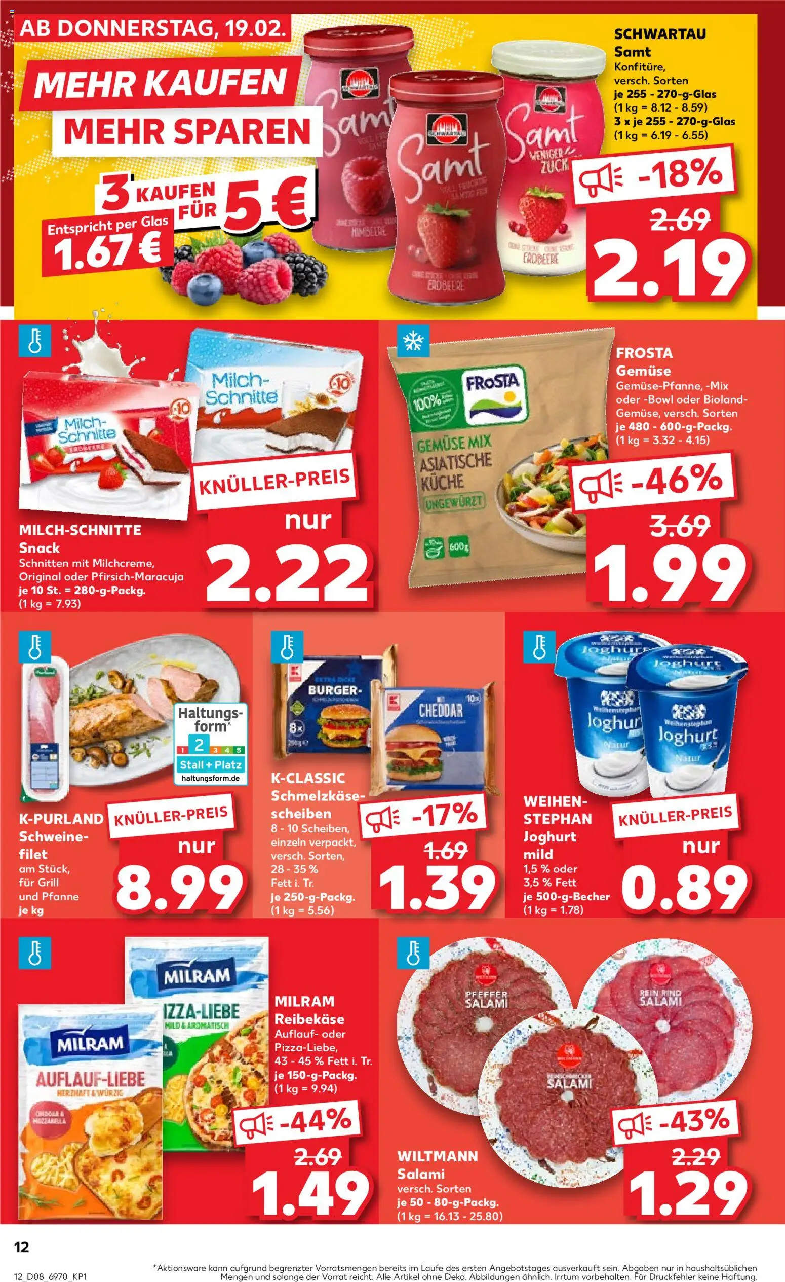 Kaufland prospekt Kiel	 – gültig ab 22.02.2026 | Seite: 12 | Produkte: Joghurt, Schwartau samt, Burger, Pfeffer