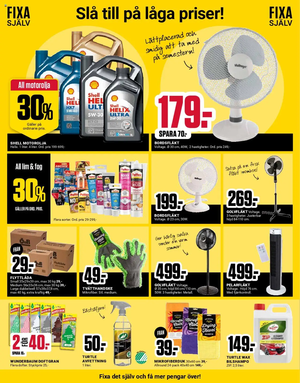 ÖoB reklamblad aktuell från 09.06.2025 | Sida: 14 | Produkter: Fläkt, Flyttlåda, Lim, Golvfläkt