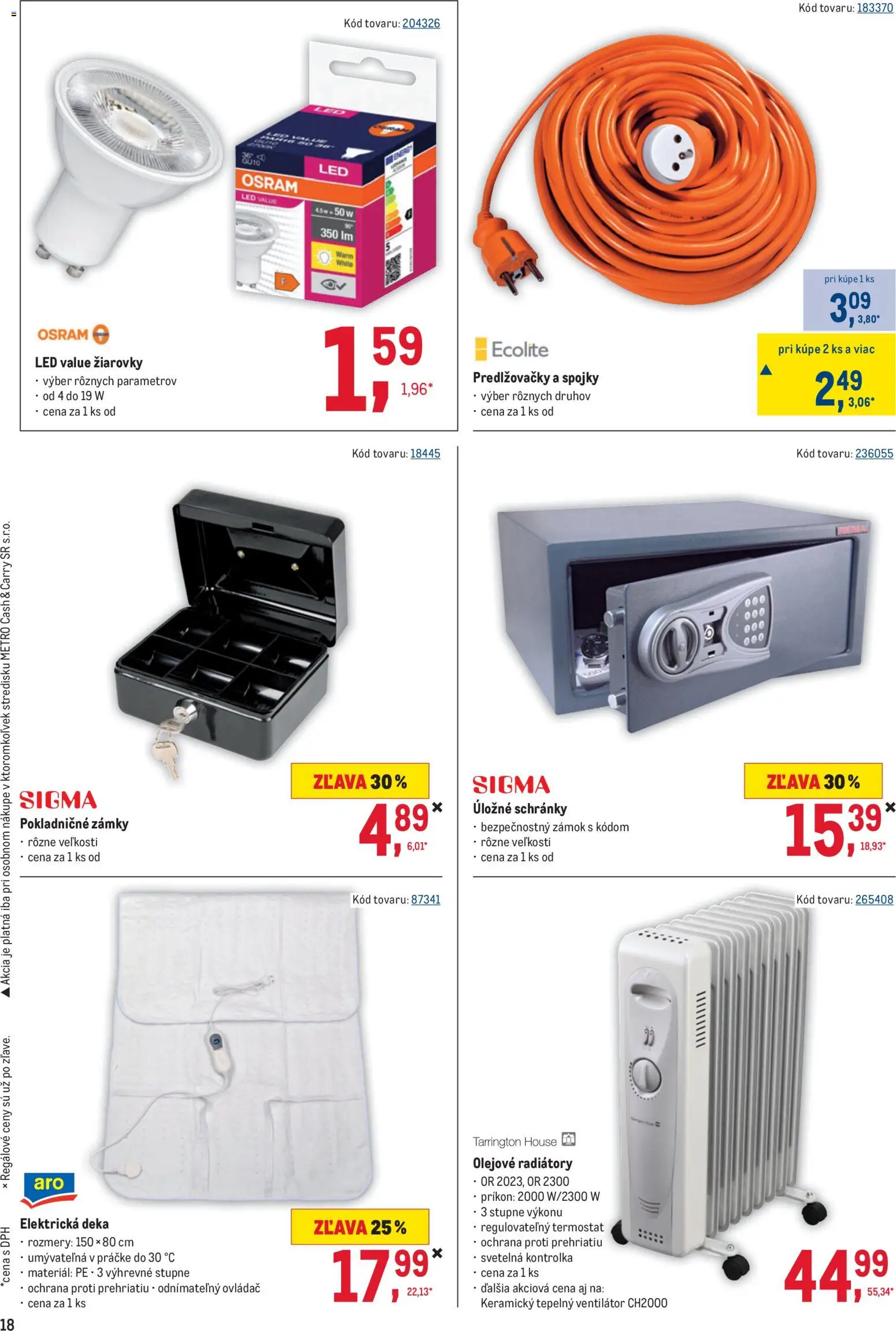 Nové Metro akcie – leták je platný od 10.12.2025 | Strana: 18 | Produkty: Žiarovky, Ventilátor, Termostat, Radiátory