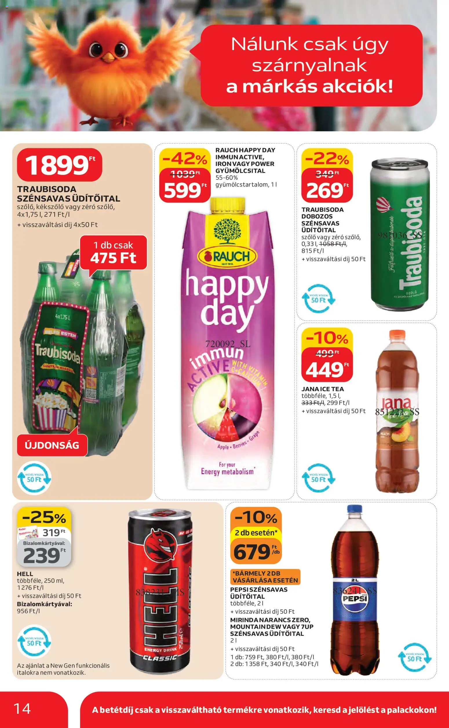 Auchan akciós ujság - amely érvényes a következő dátumtól: 05.02.2026 | Oldal: 14 | Termékek: Szőlő, Gyümölcsital, Pepsi, Ice tea