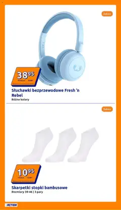 Action Gazetka od 30.07.2025 | Strona: 8 | Produkty: Słuchawki, Skarpetki, Słuchawki bezprzewodowe