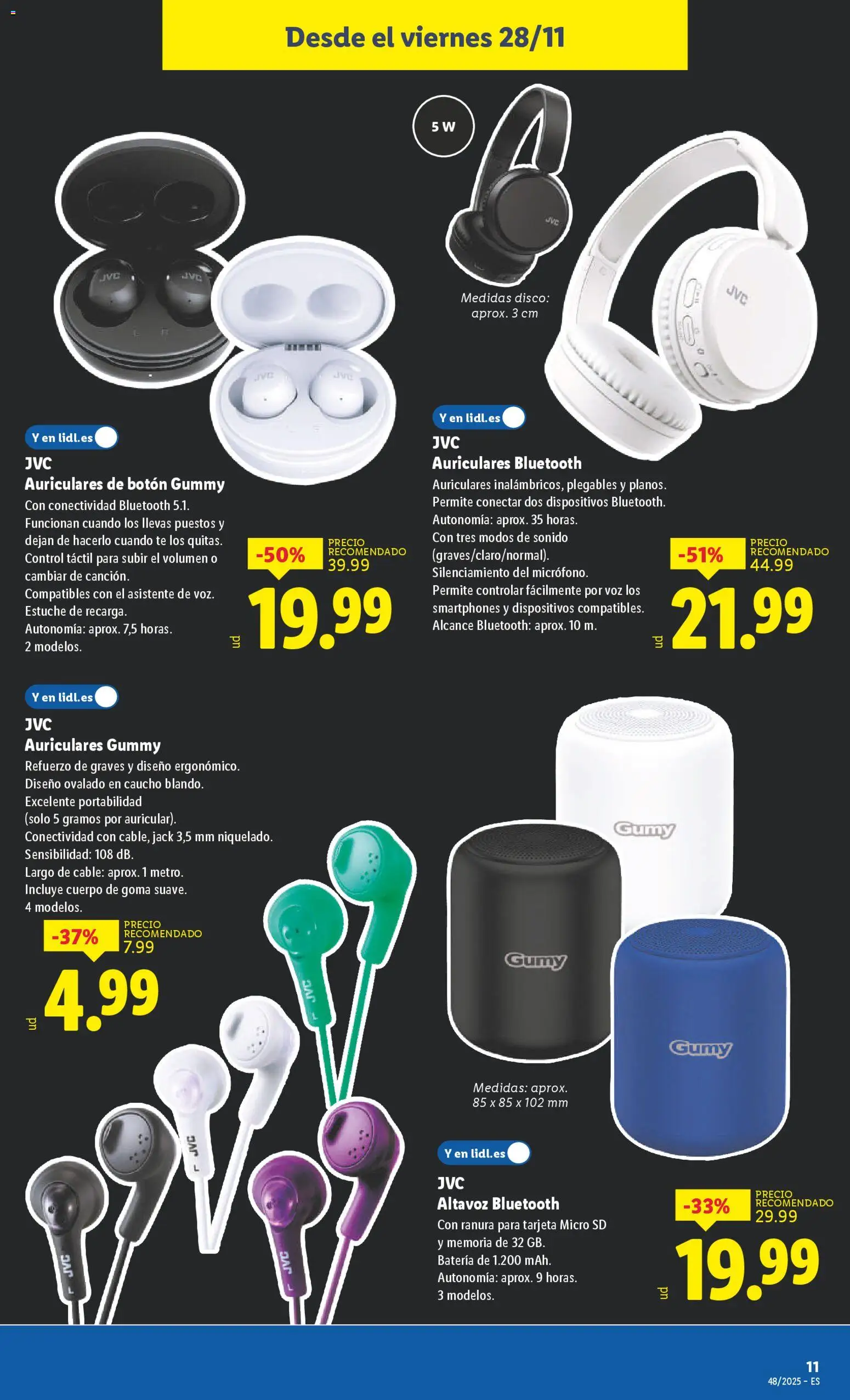 Lidl - Black Friday │ válido desde el 24.11.2025 | Página: 19 | Productos: Cable, Disco, Altavoz, Batería