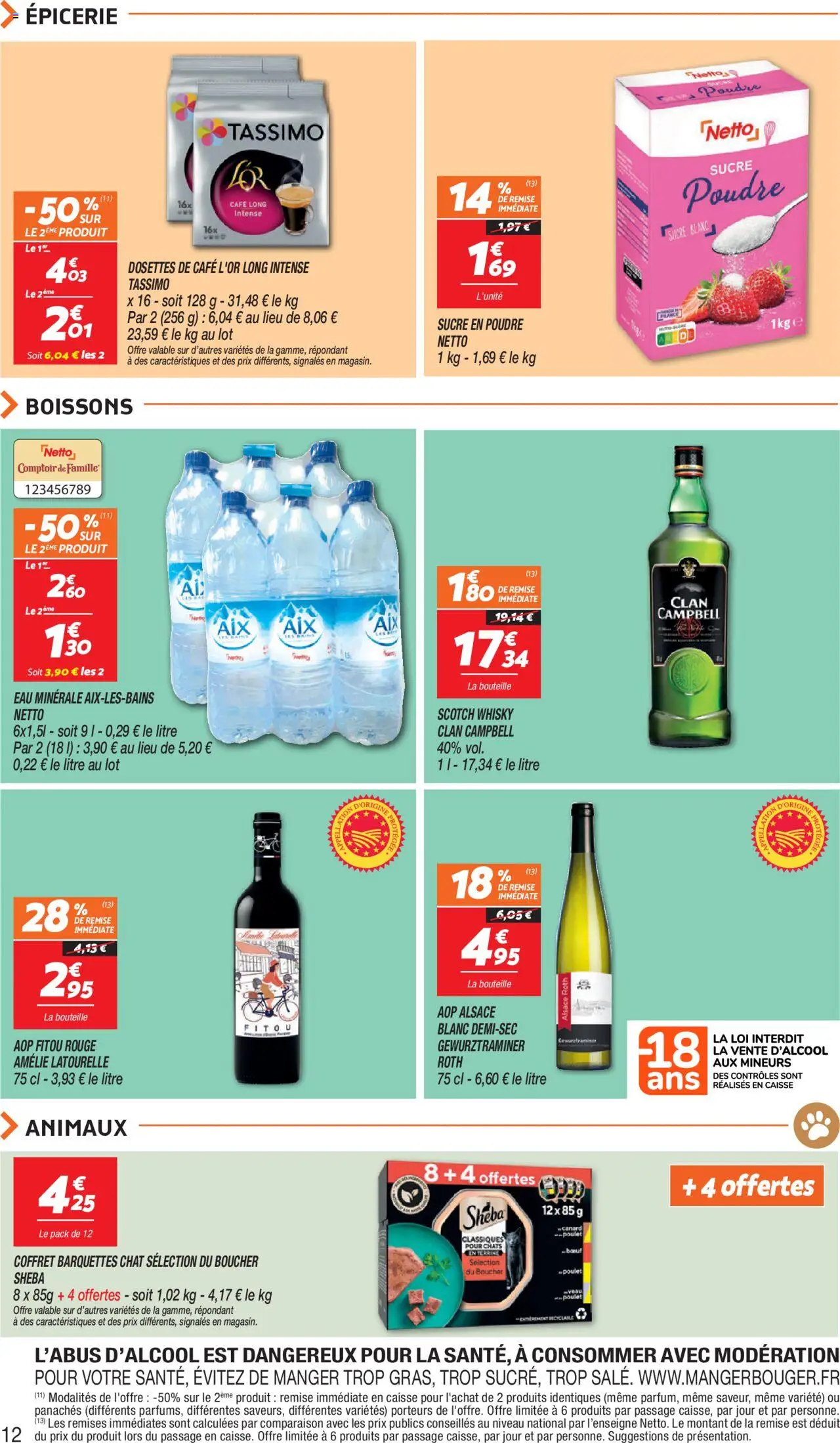 {H1} | Page: 12 | Produits: Eau minérale, Tassimo, Sucre, Sucre en poudre