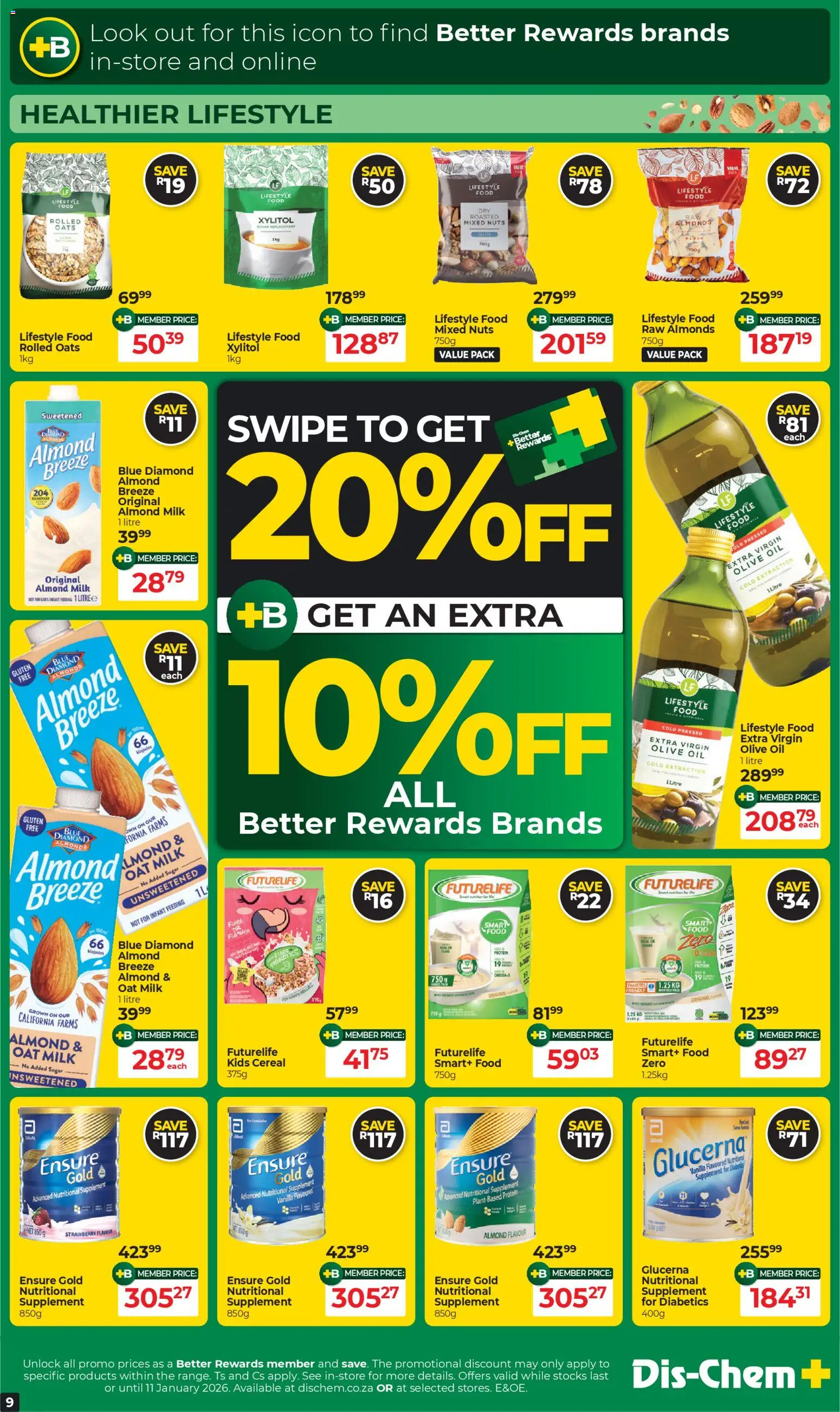 New Dis-Chem catalogue – valid from 09.12.2025 | Page: 9 | Products: Milk, Oats, Oil, Sugar