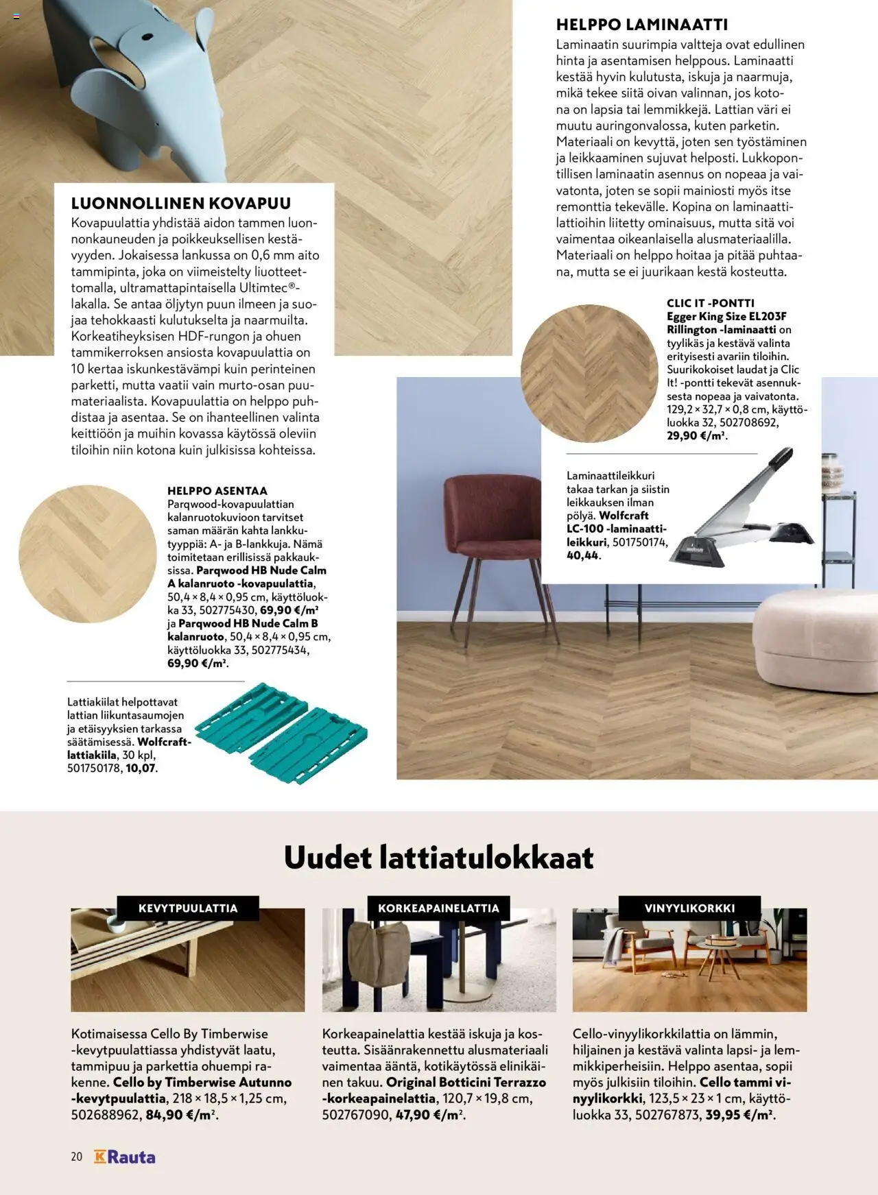 K-Rauta tarjoukset - Remppa-lehteä – voimassa 01.09.2025 alkaen | Sivu: 20 | Tuotteet: Voi, Laminaatti