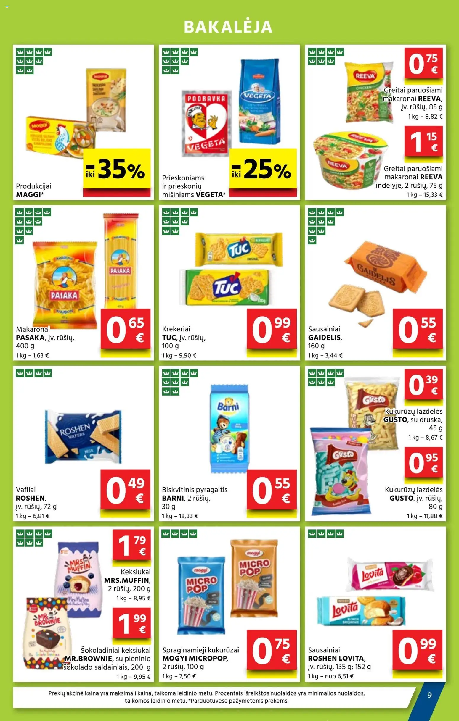 AIBE akcijos nuo 13.11.2025 | Puslapis: 9 | Prekių: Kukurūzai, Greitai paruošiami makaronai, Vafliai, Makaronai