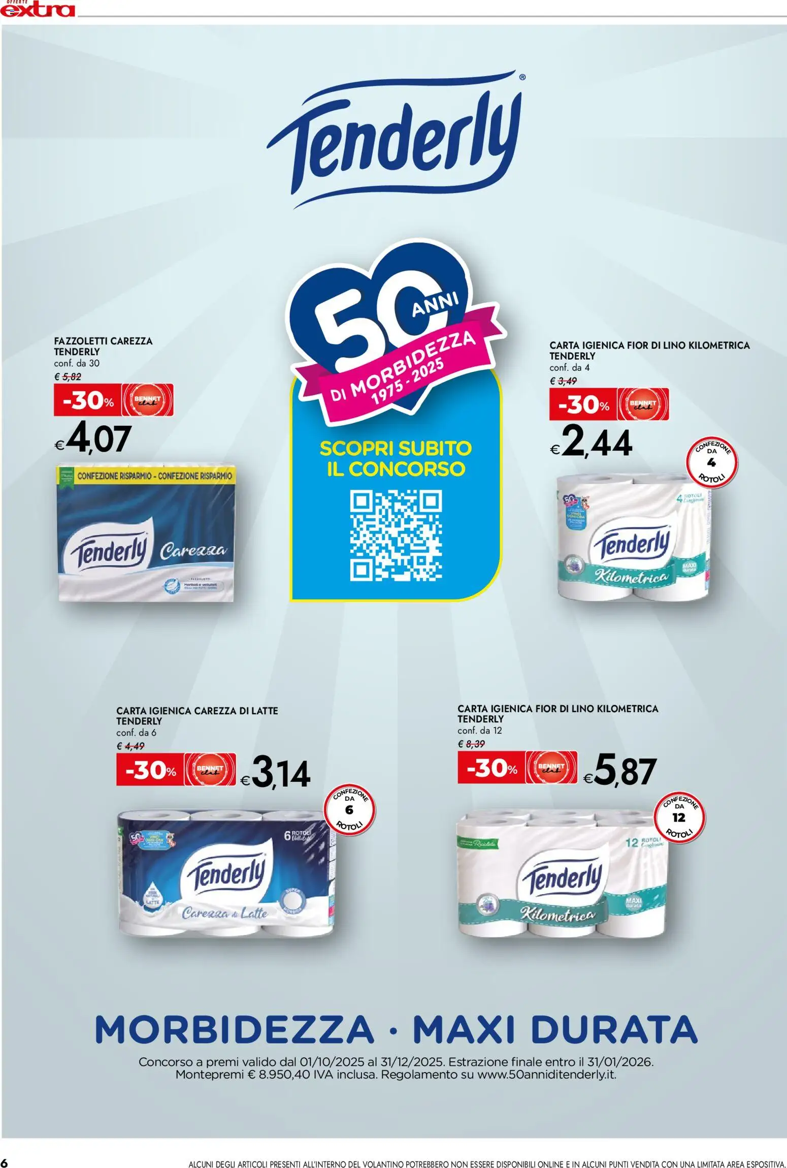Volantino bennet del 15.12.2025 | Pagina: 6 | Prodotti: Carta igienica, Fazzoletti, Latte