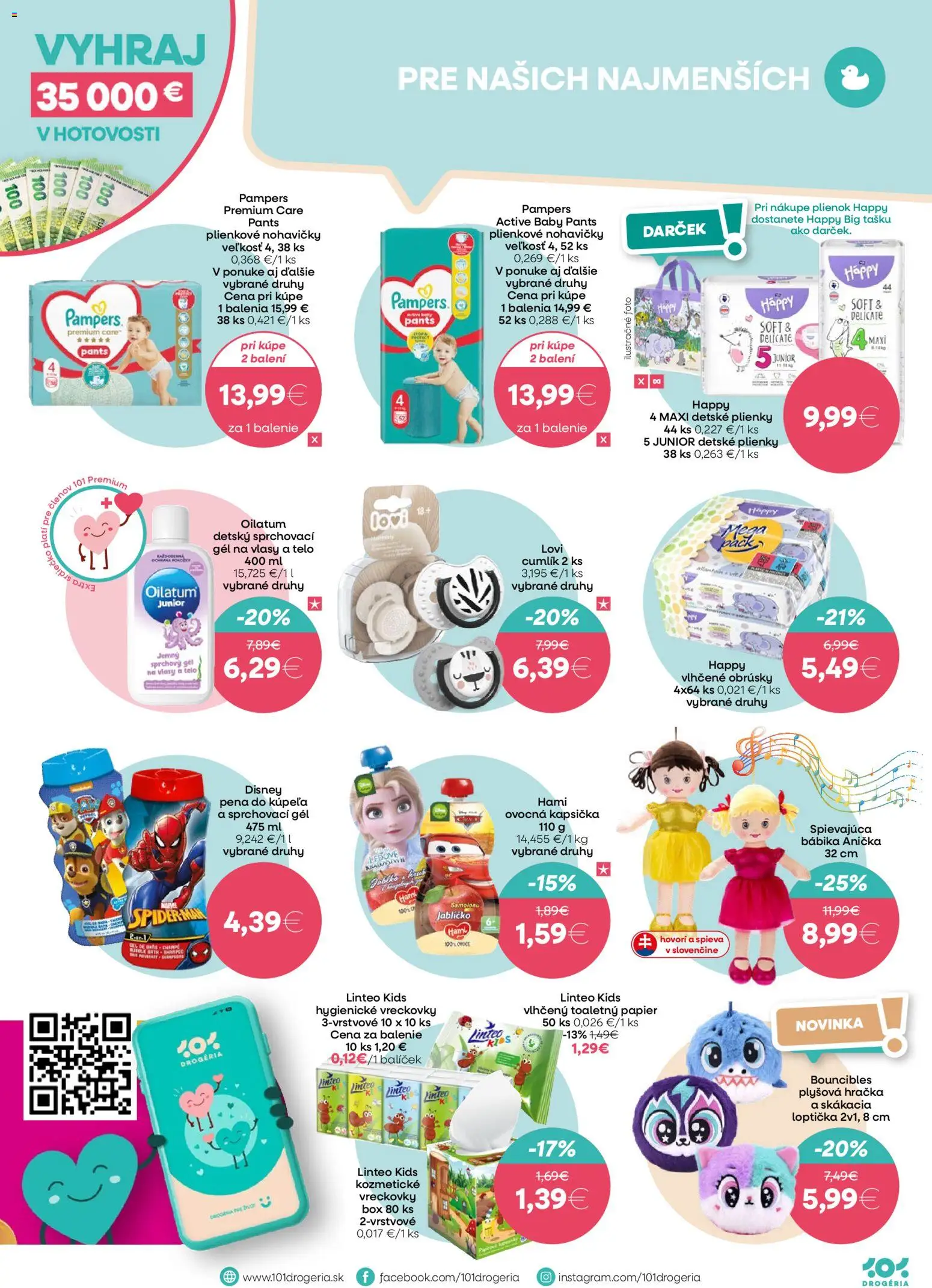 Nové 101 drogerie akcie – leták je platný od 17.12.2025 | Strana: 9 | Produkty: Pampers Premium Care, Toaletný papier, Sprchový gél, Pena do kúpeľa