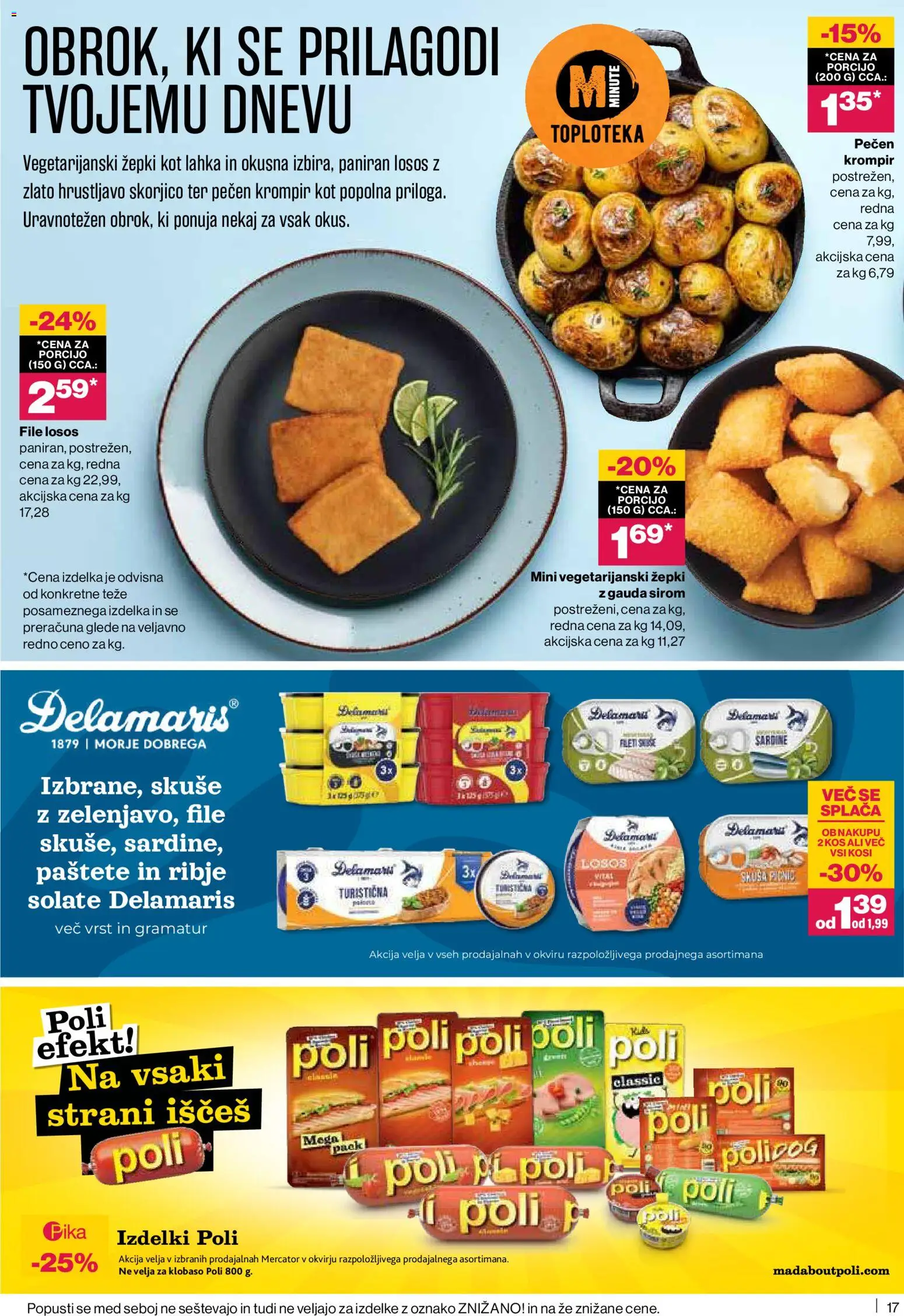 Novi Mercator katalog ponudbe – veljaven od 19.03.2026 | Stran: 17 | Izdelki: Gauda, Losos, Sardine, Krompir
