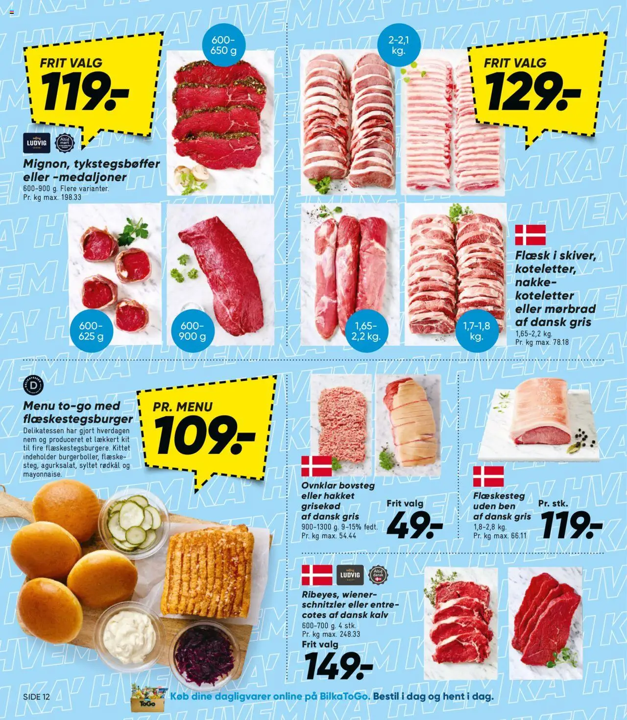 Bilka tilbudsavis – gyldig fra 19.09.2025 | Side: 12 | Produkter: Koteletter, Rødkål, Schnitzler, Flæskesteg