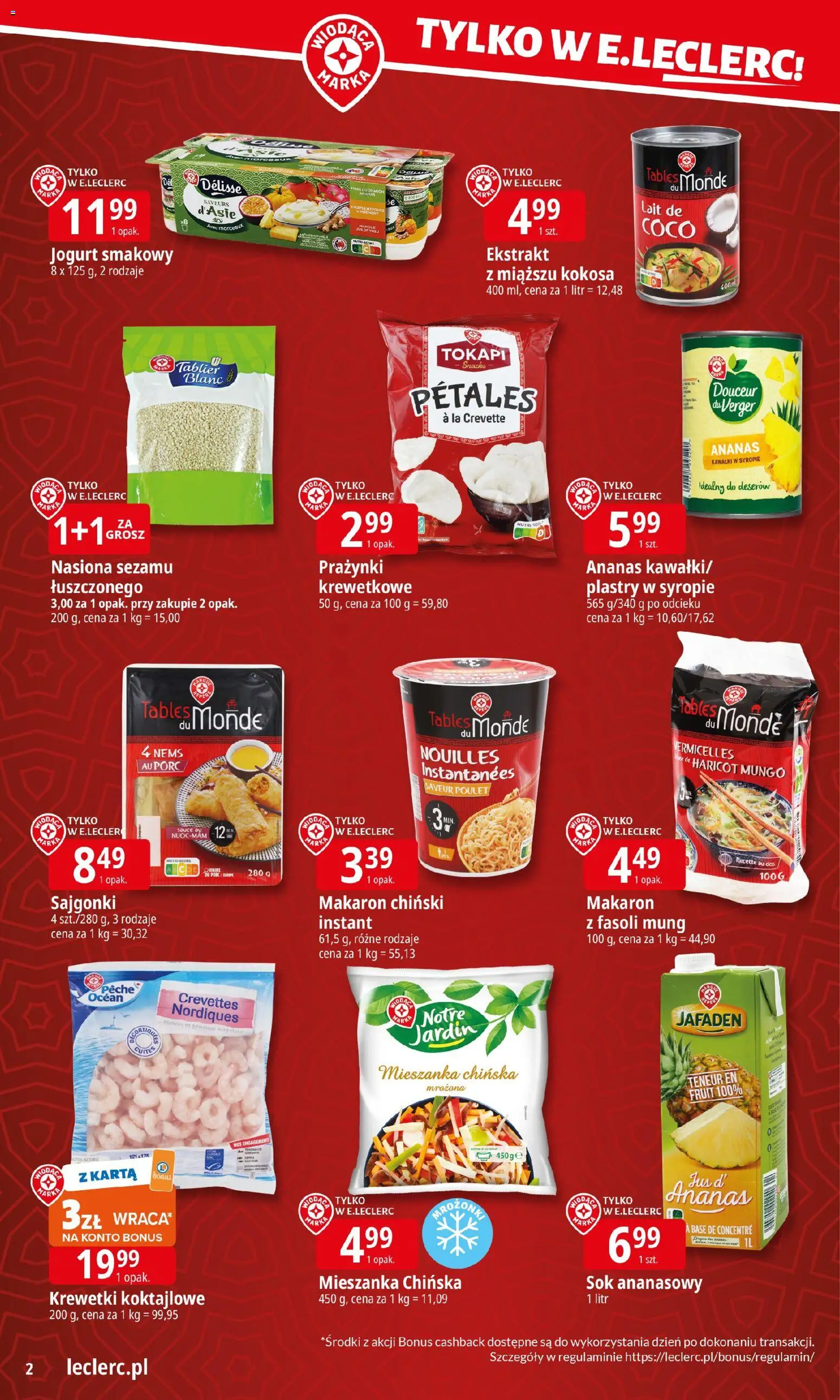 E.Leclerc Gazetka - Elbląg od 02.02.2026 | Strona: 2 | Produkty: Karta, Sok ananasowy, Makaron chiński, Makaron
