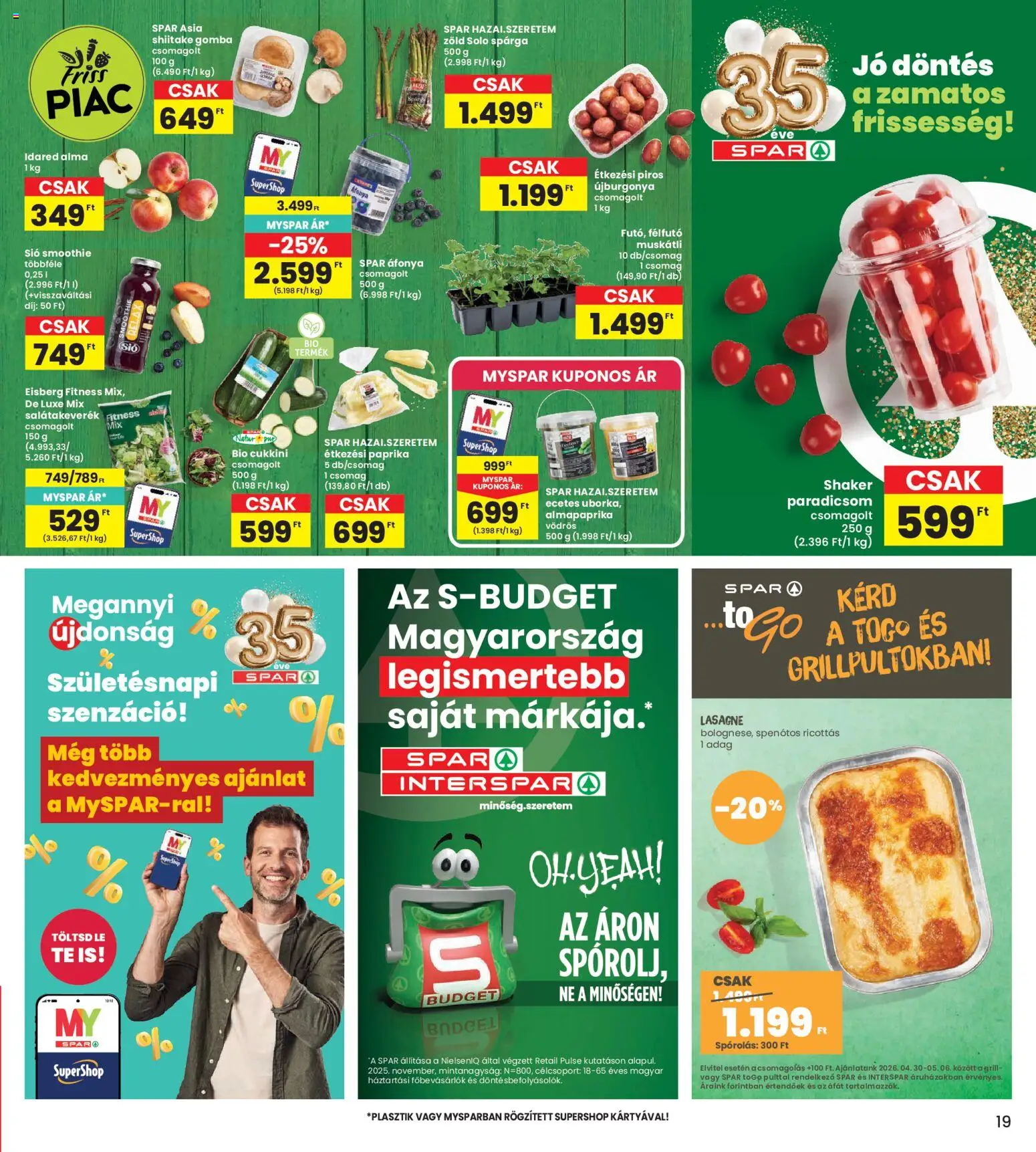 Interspar akciós ujság - amely érvényes a következő dátumtól: 30.04.2026 | Oldal: 19 | Termékek: Grill, Alma, Paradicsom, Almapaprika