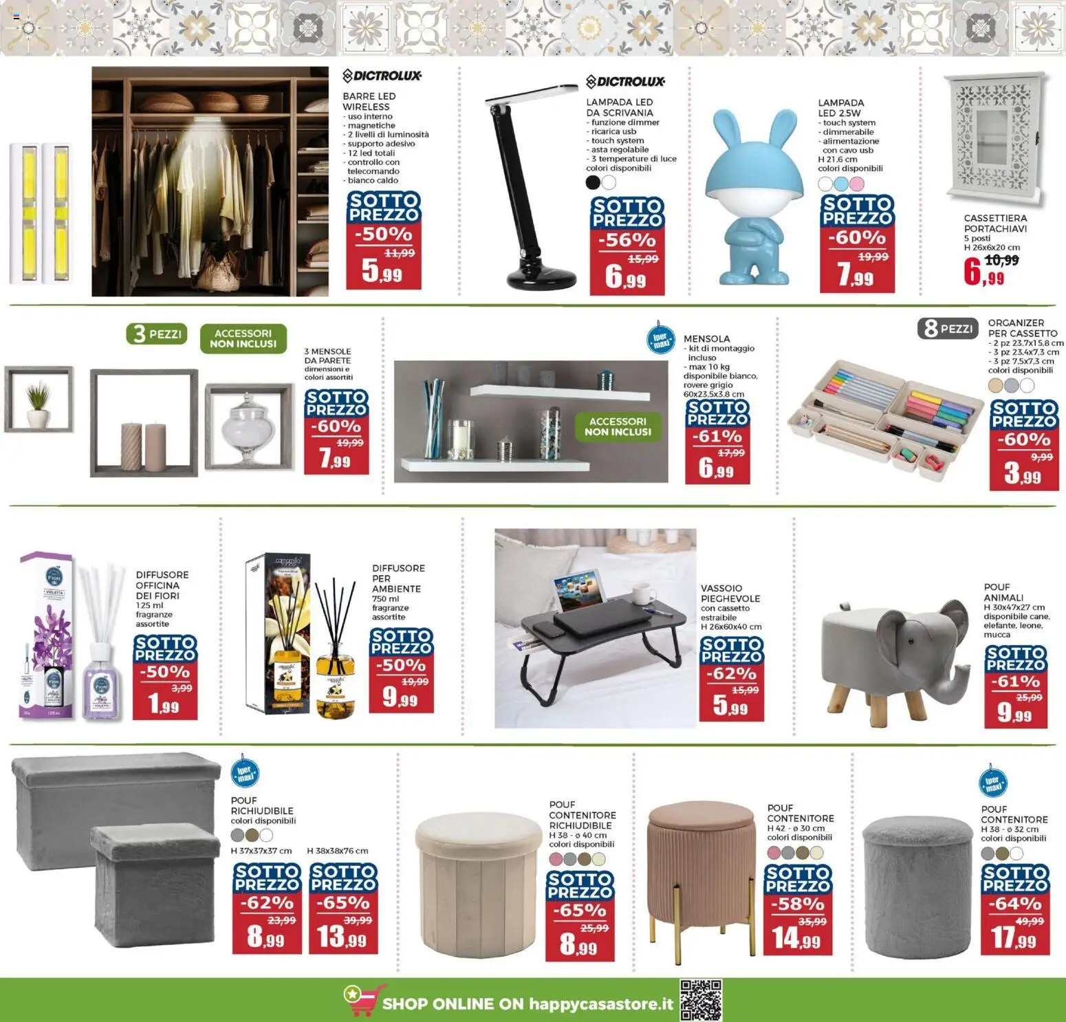 Volantino Happy Casa del 03.01.2026 | Pagina: 19 | Prodotti: Telecomando, Contenitore, USB, Cassettiera