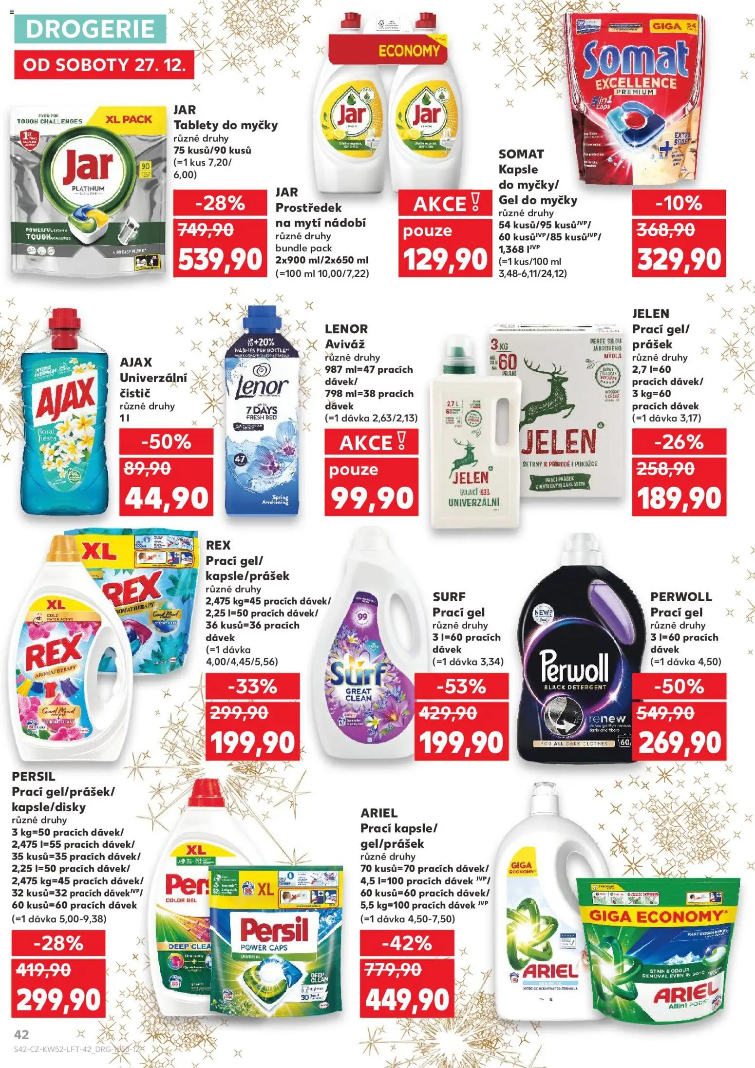 Kaufland leták - Praha 8 od 27.12.2025 | Strana: 42 | Produkty: Kapsle, Univerzální čistič, Surf, Gel do myčky