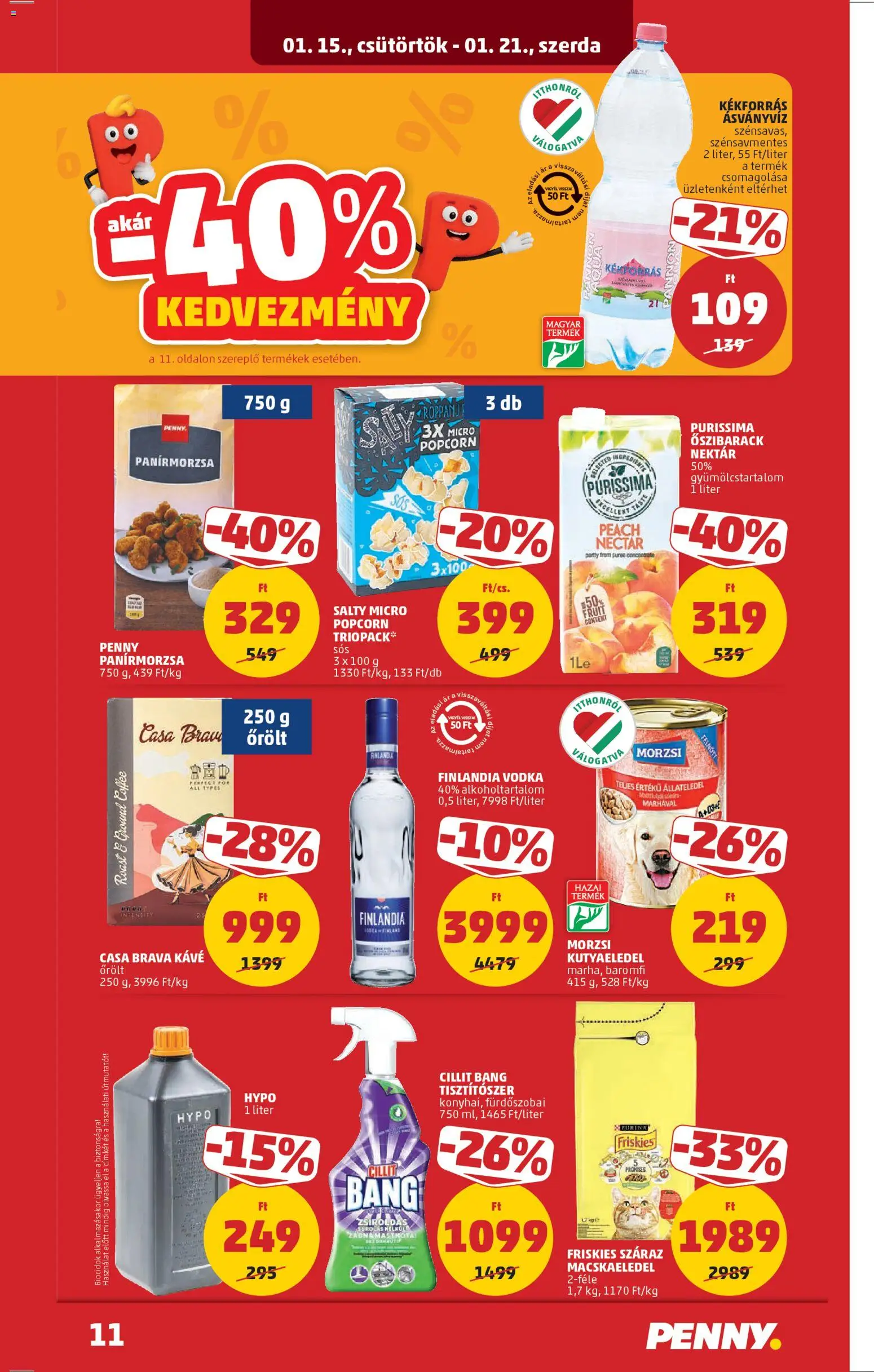PENNY akciós ujság - amely érvényes a következő dátumtól: 15.01.2026 | Oldal: 15 | Termékek: Macskaeledel, Kutyaeledel, Panírmorzsa, Vodka