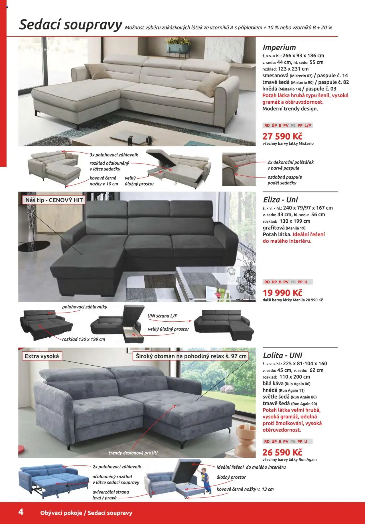 ORFA nábytek katalog 2025-2026 od 01.10.2025 | Strana: 4 | Produkty: Káva, Barvy, Sedačky