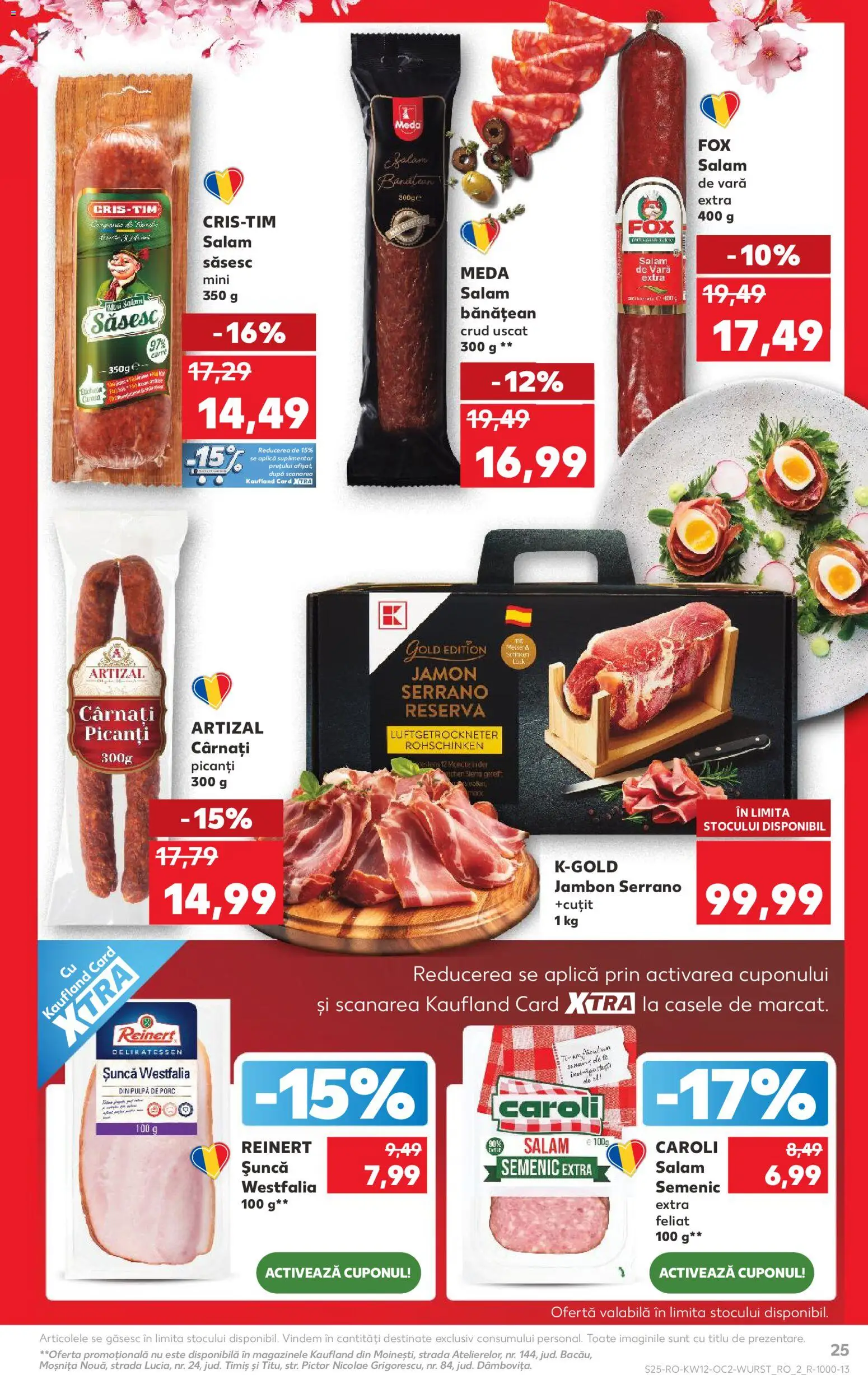 Noul catalog Kaufland – valabil de la 18.03.2026 | Pagină: 25 | Produse: Cuțit, Salam, Șuncă, Cârnați