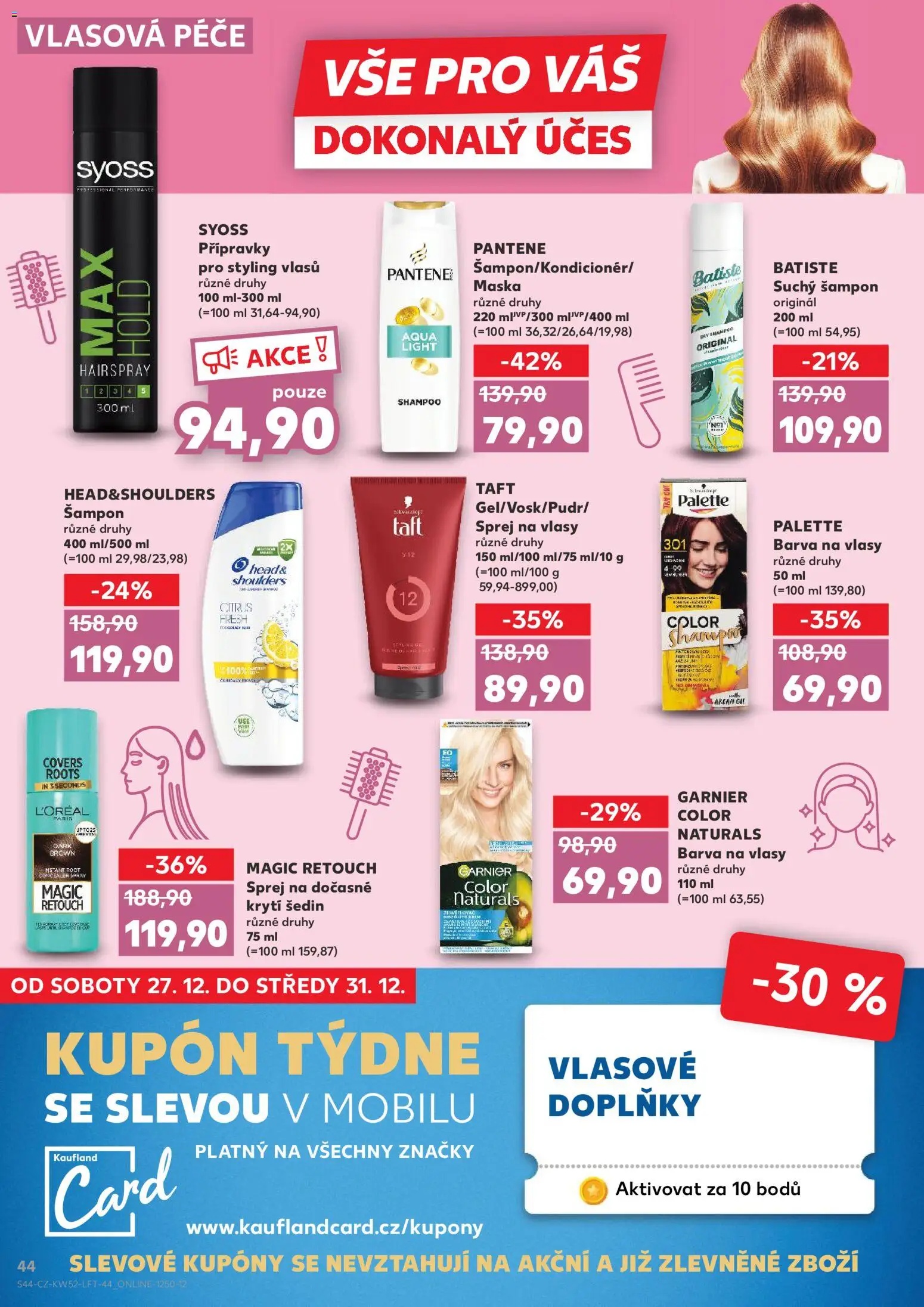 Kaufland leták - Praha 8 od 27.12.2025 | Strana: 44 | Produkty: Syoss, Šampon, Barva na vlasy, Maska