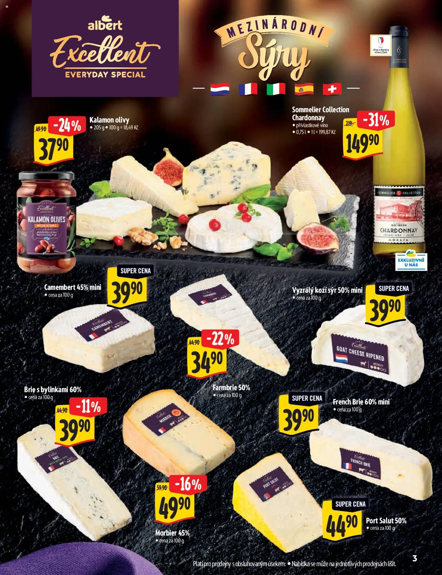 Albert katalog - Supermarket - Delikatesy od 11.03.2026 | Strana: 3 | Produkty: Olivy, Brie, Kozí sýr, Camembert