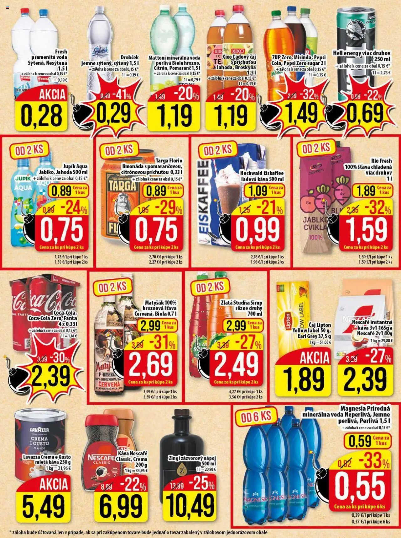 Klas leták │ platný od 11.08.2025 | Strana: 16 | Produkty: Káva, Čaj, Pepsi, Minerálna voda