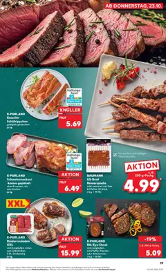 K-PURLAND Rinderrouladen XXL, vom Jungbullen, natur, zum Selbstfüllen, 5-St.-Großpackg. je kg ab 23.10.2025 gültig | Seite: 19 | Produkte: Rinderrouladen, Salz