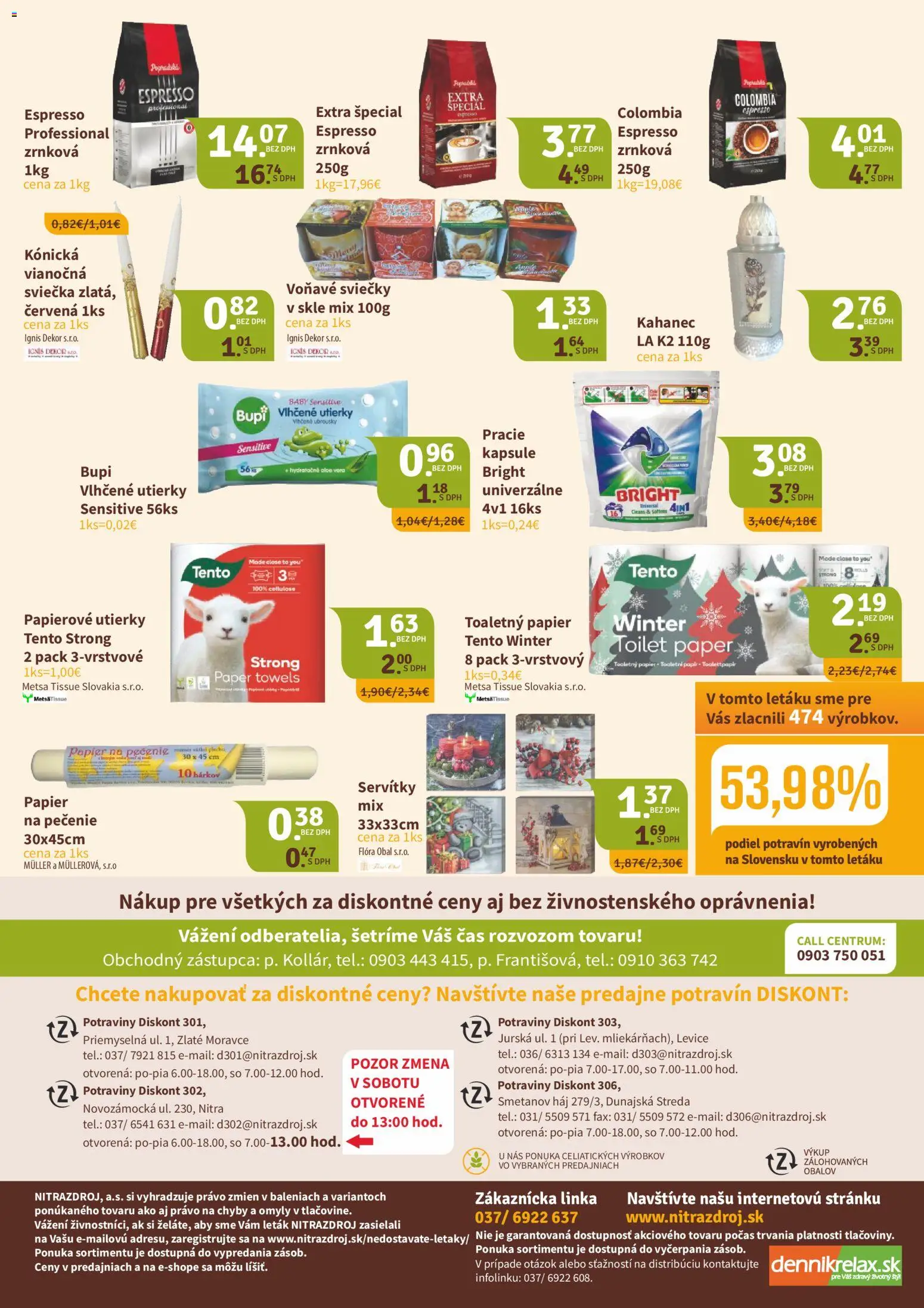 Nové Nitrazdroj akcie – leták je platný od 15.12.2025 | Strana: 8 | Produkty: Toaletný papier, Sviečky, Flora