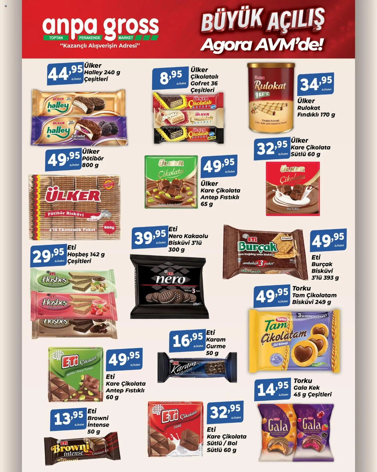Anpa Gross - Açılışa özel fırsatları kaçırma! - 24.01.2026 tarihinden itibaren geçerlidir | Sayfa: 8 | Ürünler: Gofret, Süt, Çikolata, Bisküvi