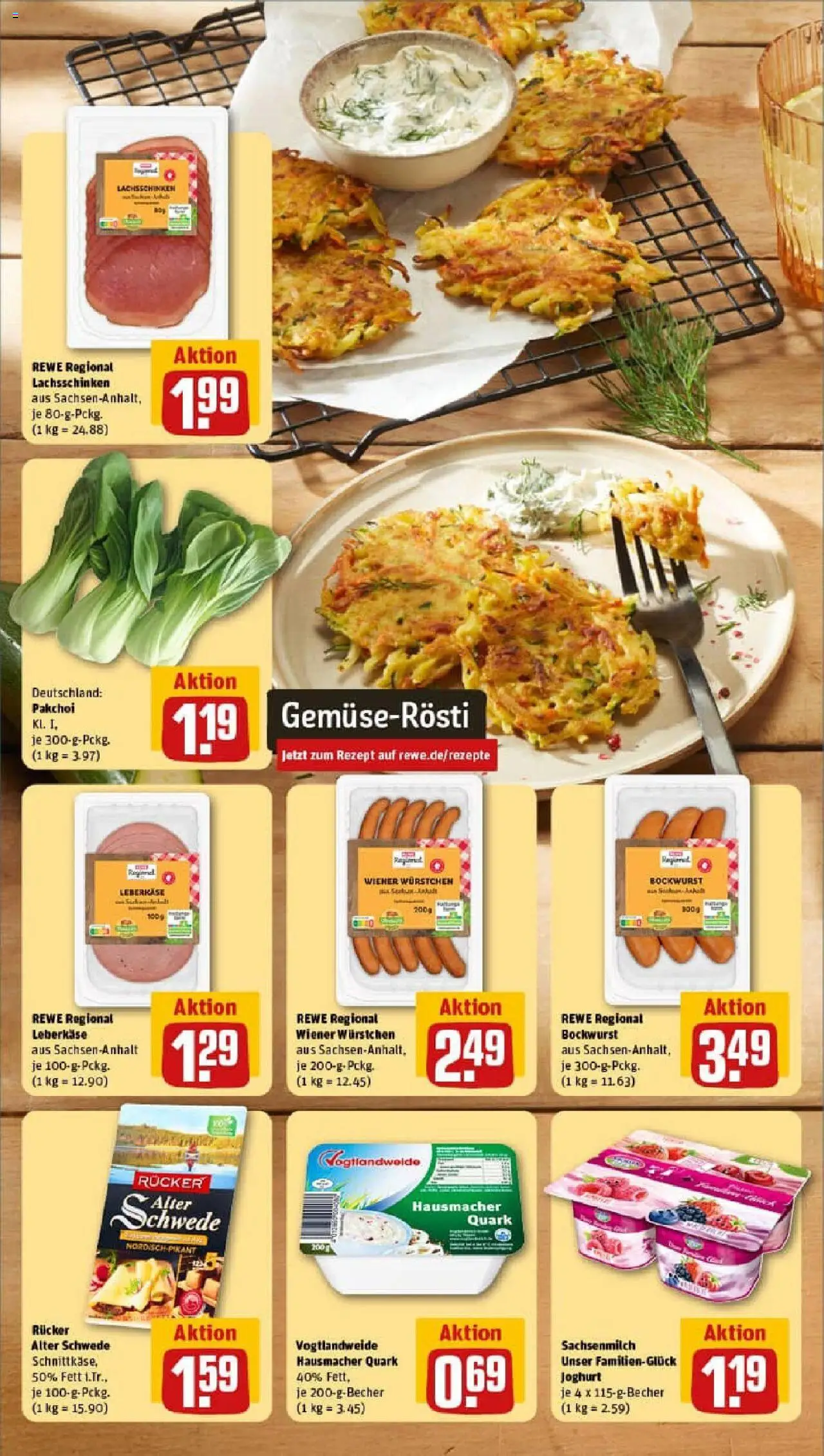 Rewe prospekt Halle (Saale)	 - gültig ab dem 13.07.2025 | Seite: 4 | Produkte: Bockwurst, Quark, Joghurt, Leberkase