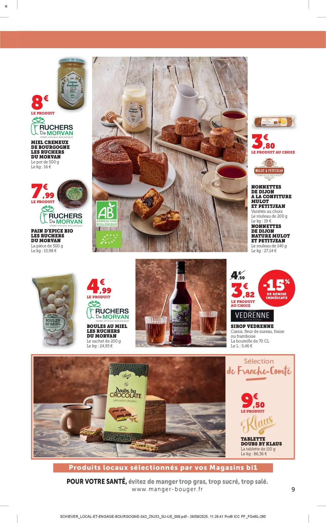 {H1} | Page: 9 | Produits: Fraise, Framboise, Miel, Rouleau