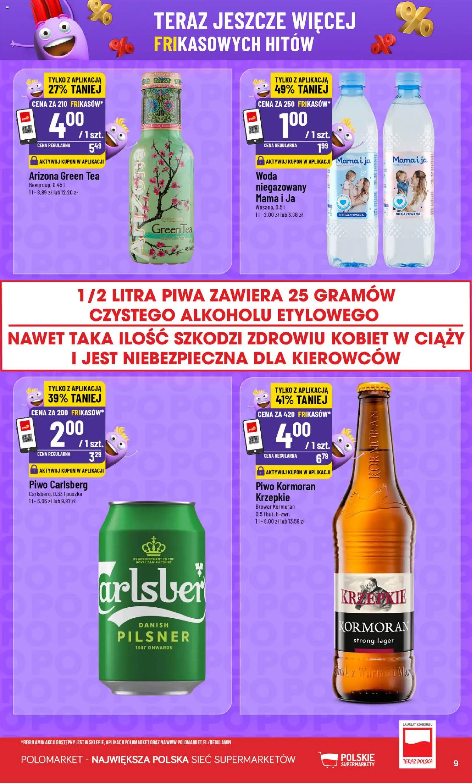 POLOmarket gazetka - Frikasowe Hity od 01.04.2026 | Strona: 9 | Produkty: Piwo Carlsberg, Piwo, Woda
