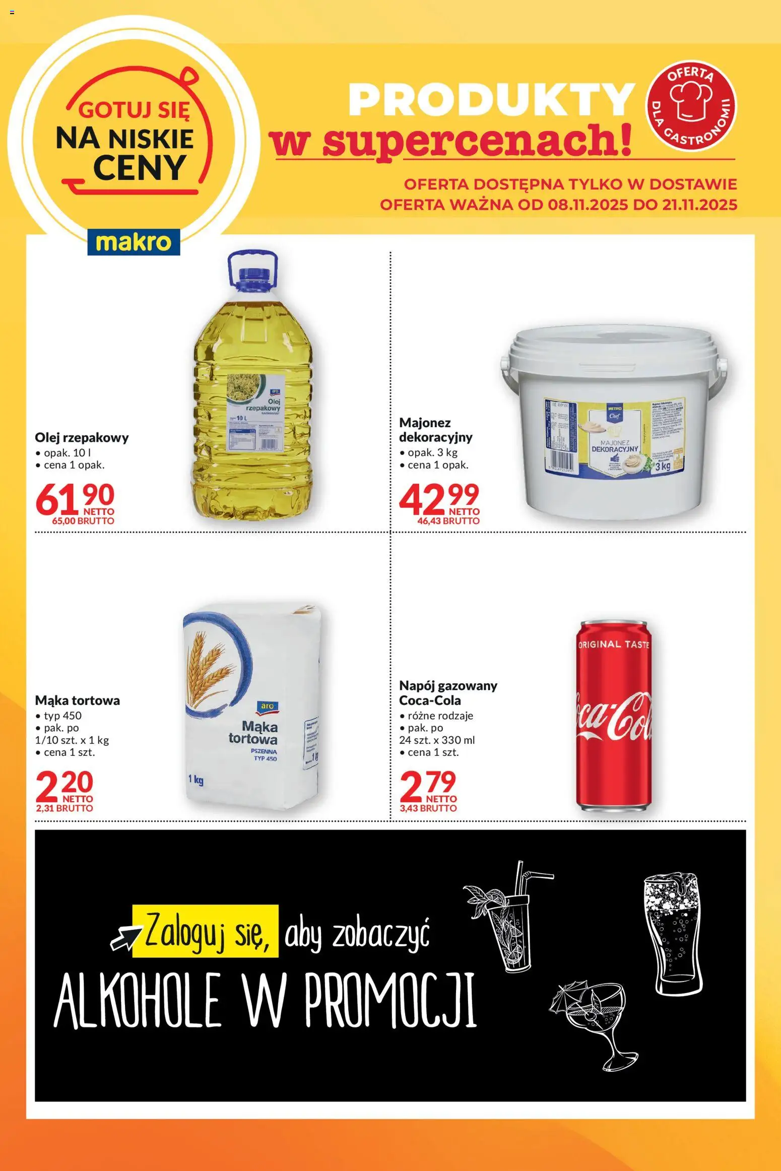 Makro Gazetka - Gotuj się na niskie ceny w dostawie od 08.11.2025 | Strona: 1 | Produkty: Olej rzepakowy, Olej, Majonez