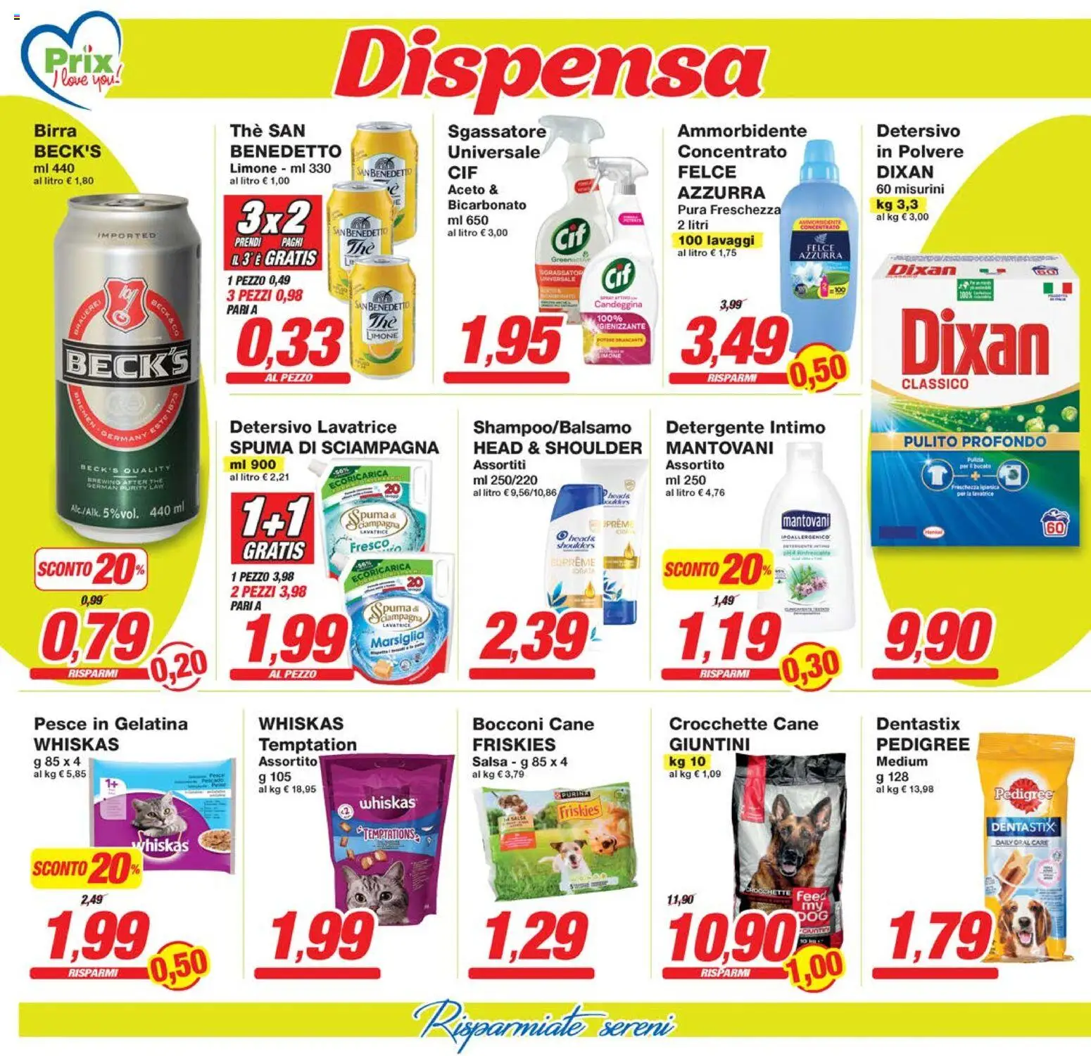 Volantino Prix del 21.11.2025 | Pagina: 14 | Prodotti: Detergente intimo, Detergente, Candeggina, Bicarbonato