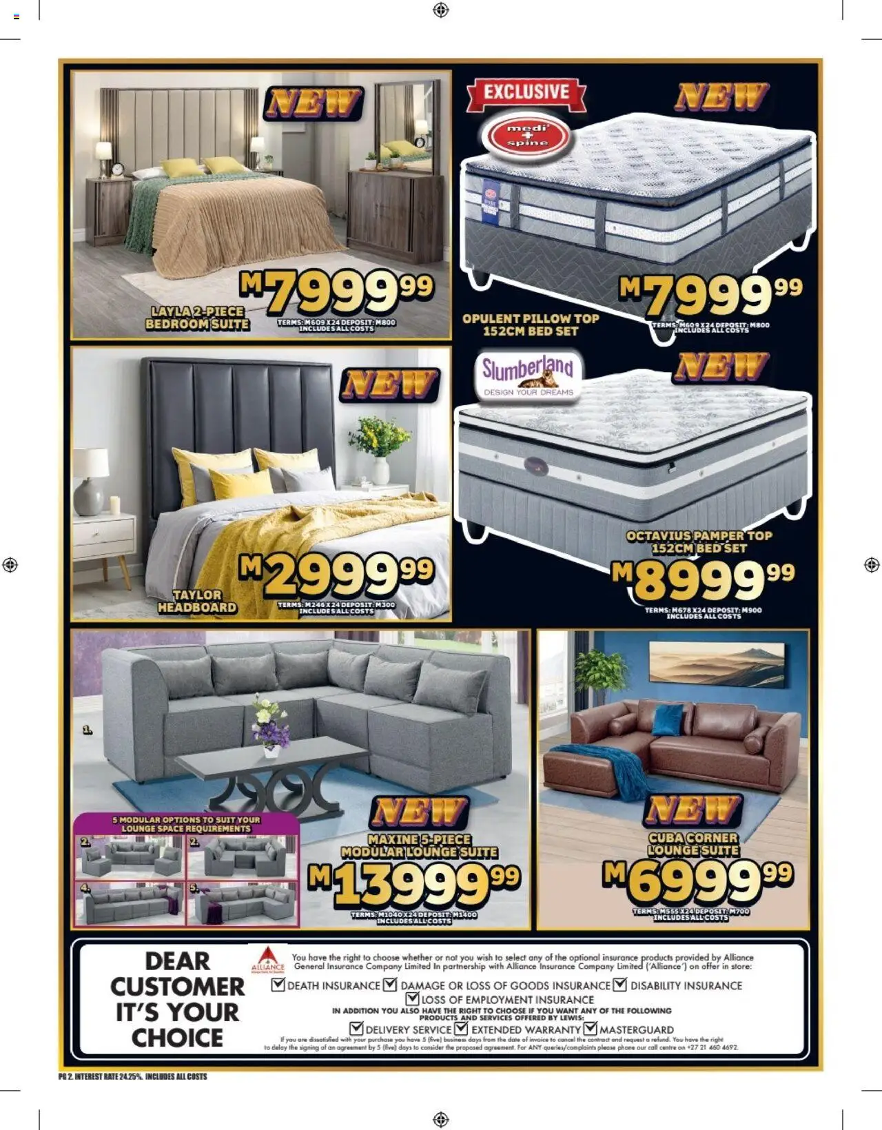 Lewis Stores - Lesotho Leaflet │ valid from 11.08.2025 | Page: 2 | Products: Phone, Headboard, Pillow, Lounge suite