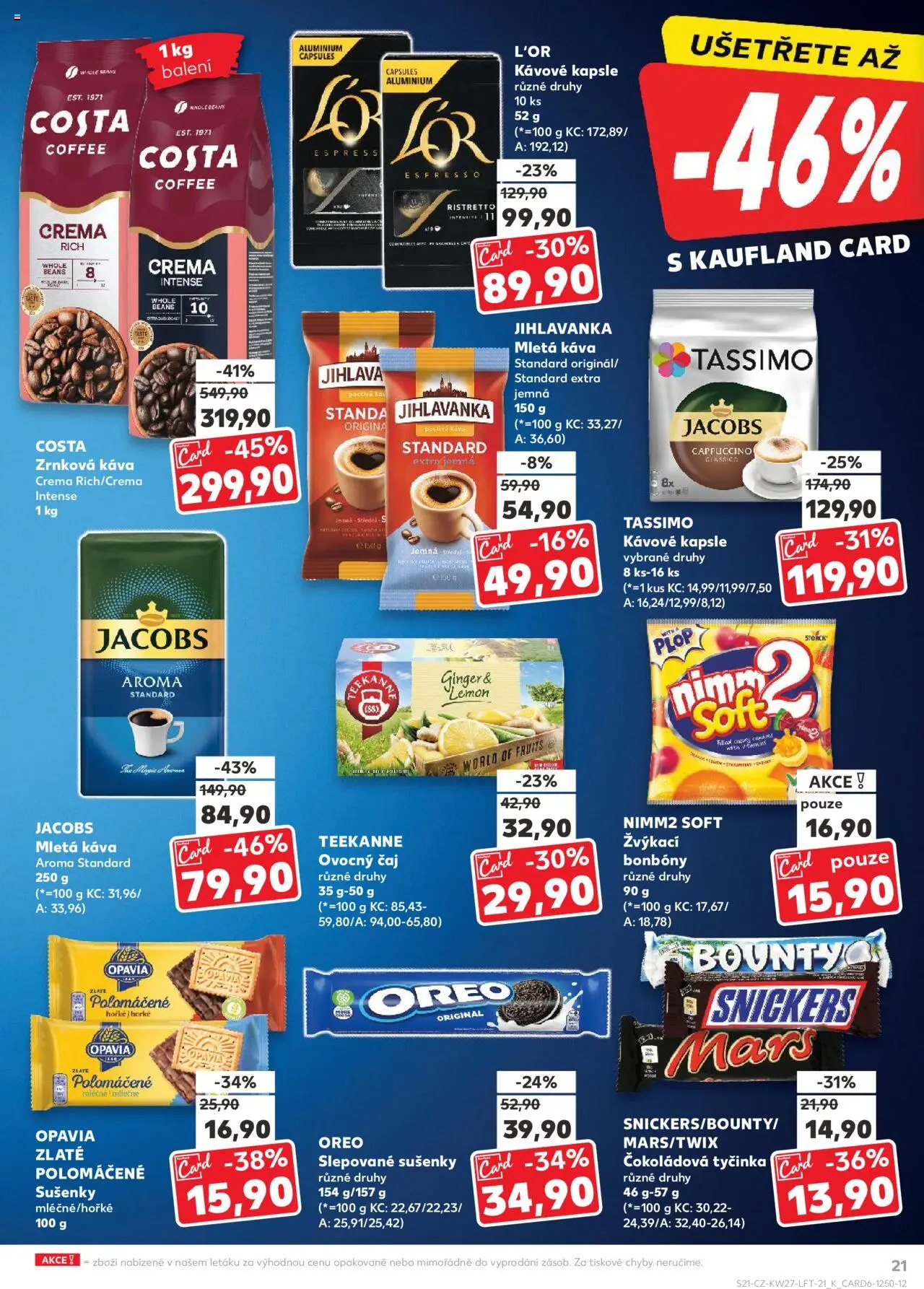 Kaufland leták od 02.07.2025 | Strana: 21 | Produkty: Čaj, Kapsle, Káva Standard, Crema