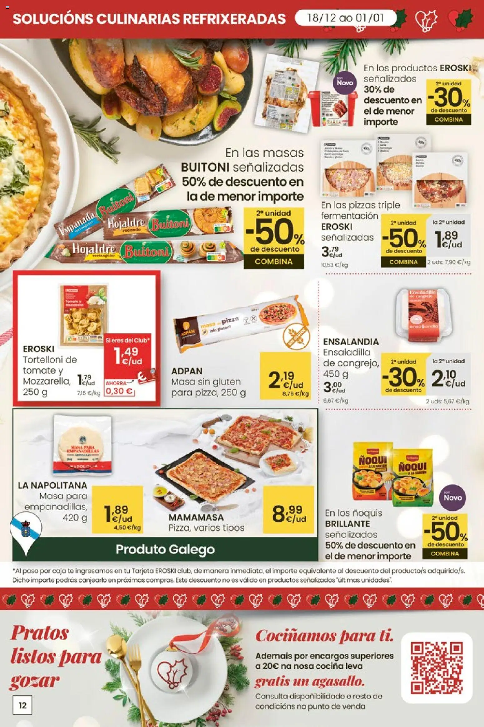 Eroski - Navidad  │ válido desde el 18.12.2025 | Página: 12 | Productos: Ensaladilla, Pizza, Té, Caja