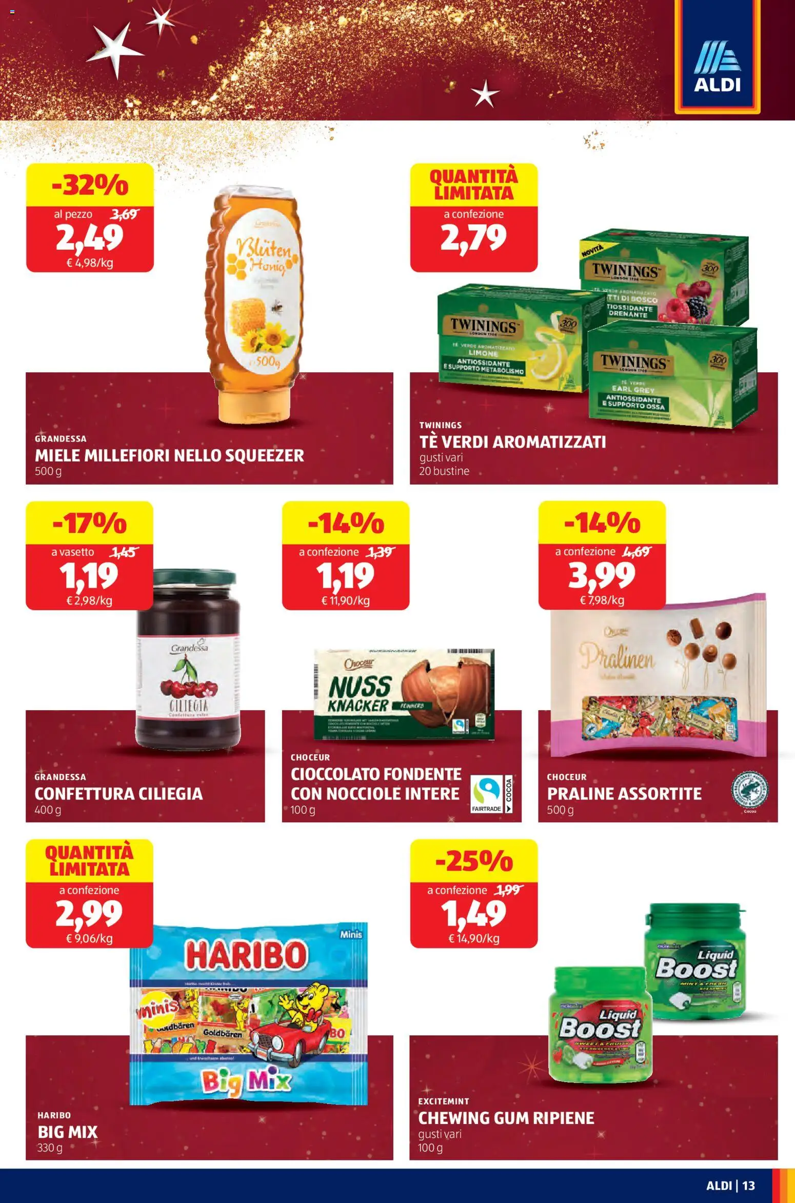 Volantino Aldi del 22.12.2025 | Pagina: 13 | Prodotti: Cioccolato, Tè, Limone, Miele
