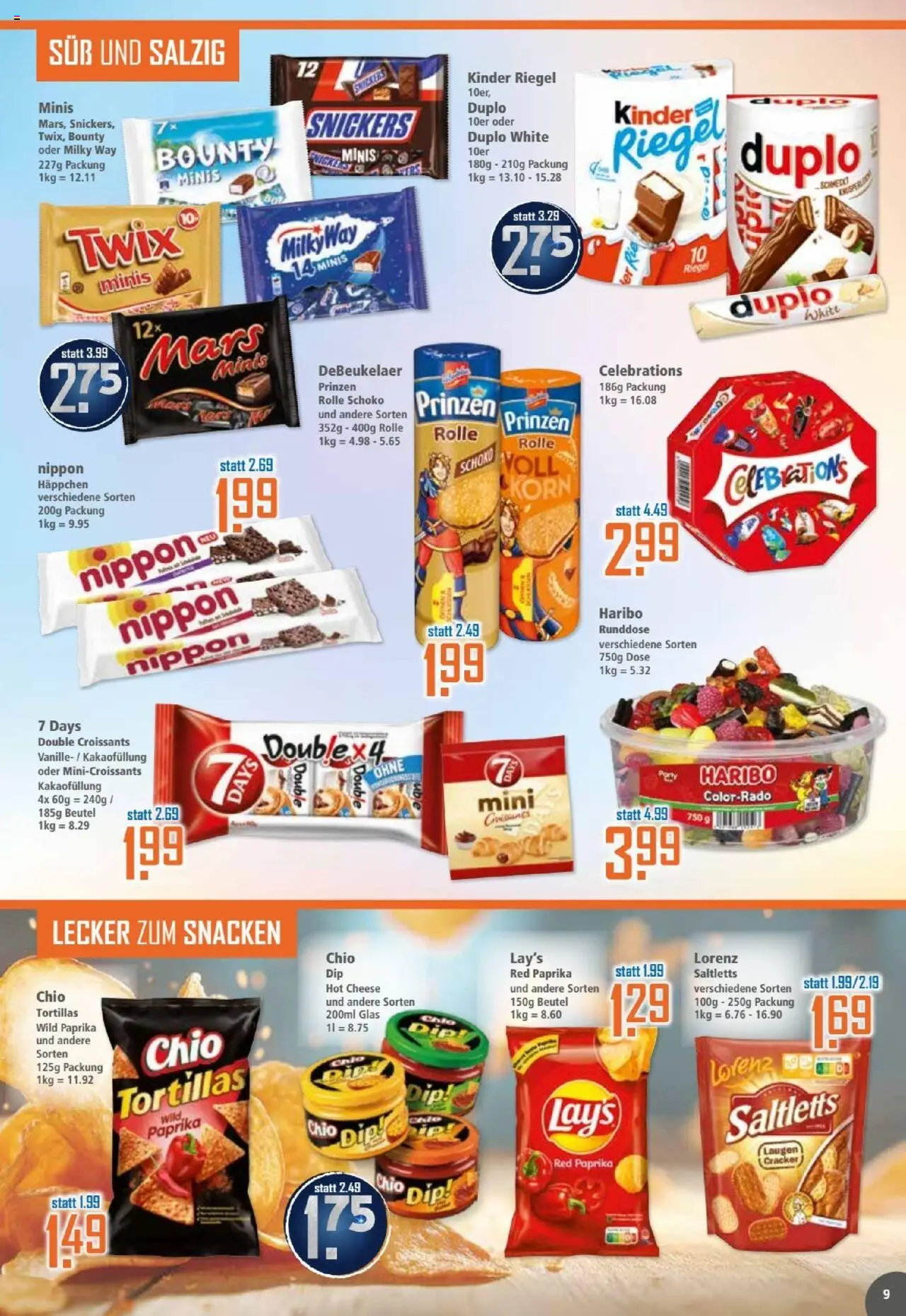 Klaas & Kock Prospekt – gültig ab 08.09.2025 | Seite: 9 | Produkte: Haribo, Kinder riegel, Snickers, Paprika