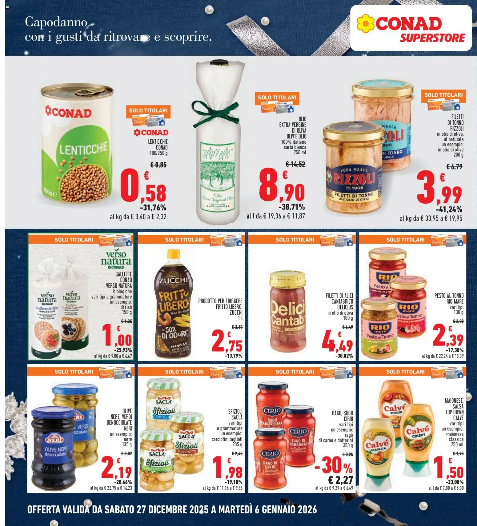 Volantino Conad del 27.12.2025 | Pagina: 18 | Prodotti: Pasta, Pesto, Olio extra vergine, Alici