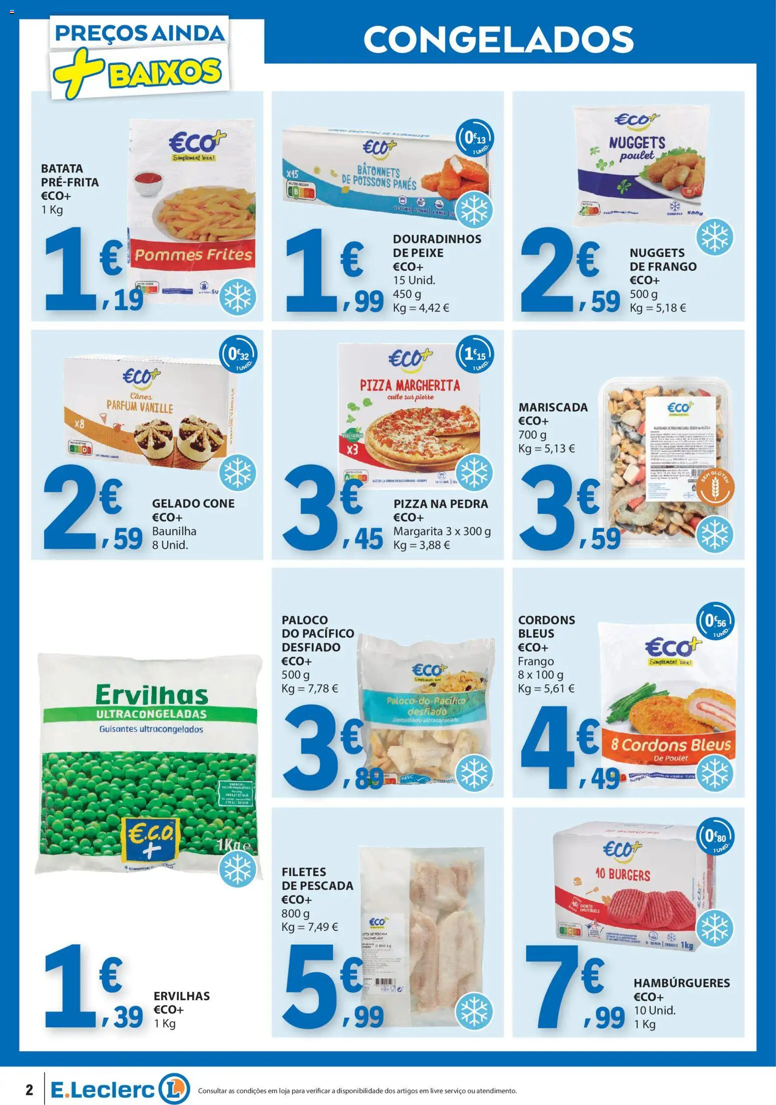 E.Leclerc folheto │ válido de 06.01.2026 | Página: 2 | Produtos: Batata, Gelado, Peixe, Nuggets