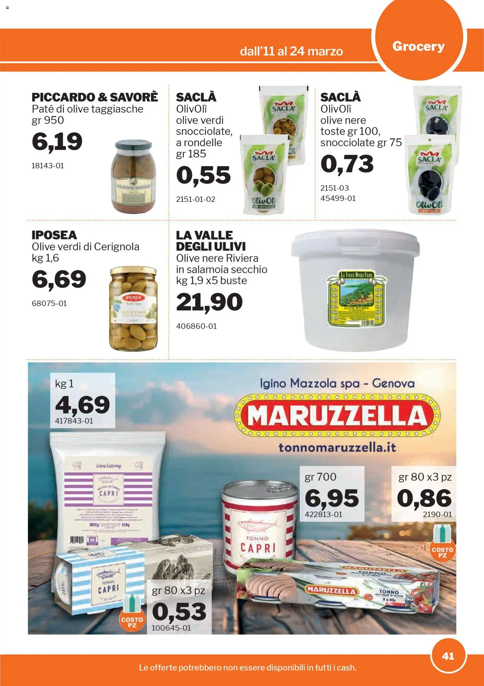 Volantino Sogegross del 11.03.2026 | Pagina: 41 | Prodotti: Paté, Olive, Tonno, Secchio