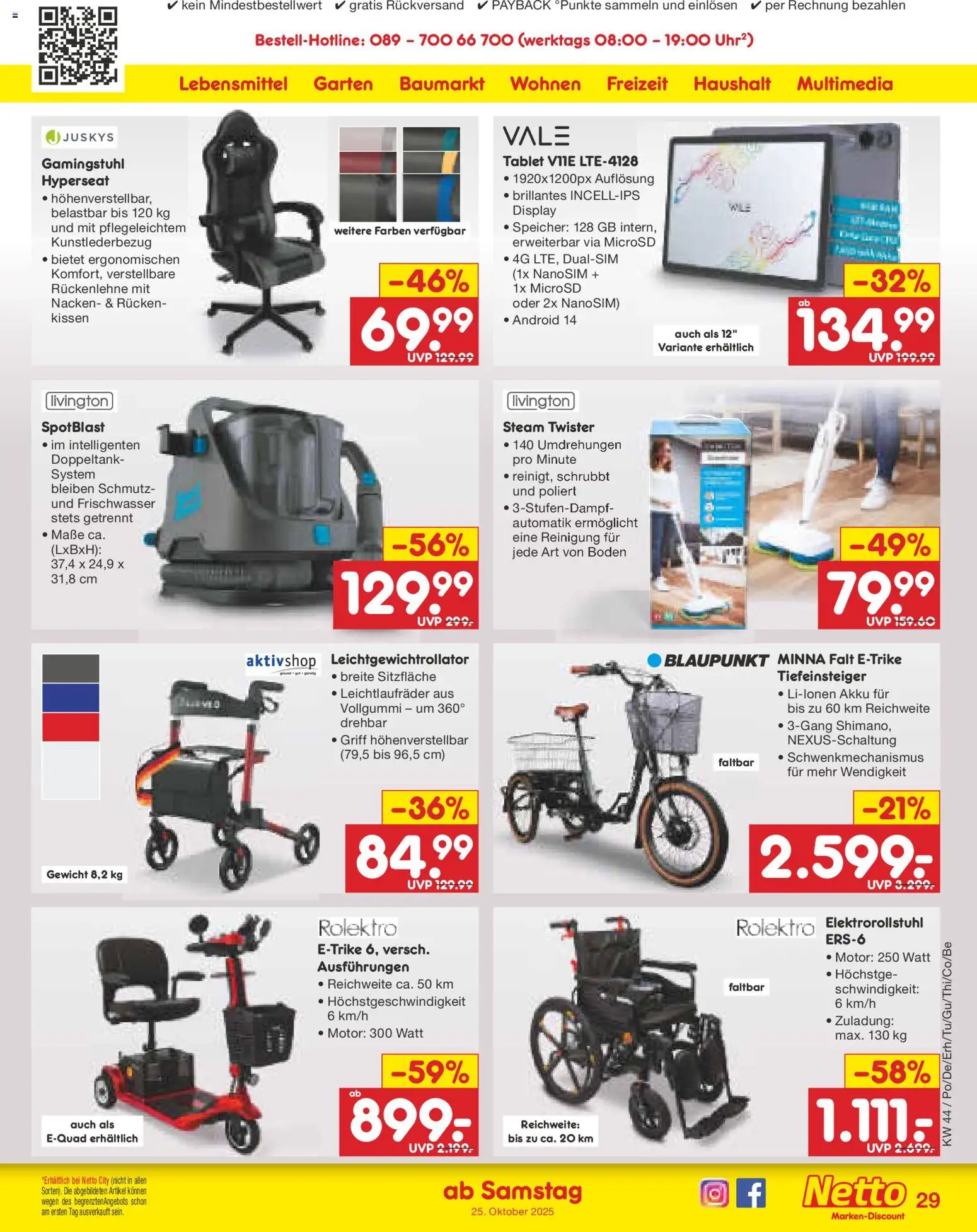 Netto Marken-Discount Prospekt 	 – gültig ab 27.10.2025 | Seite: 33 | Produkte: Gewicht, Kissen, Gamingstuhl, Tablet