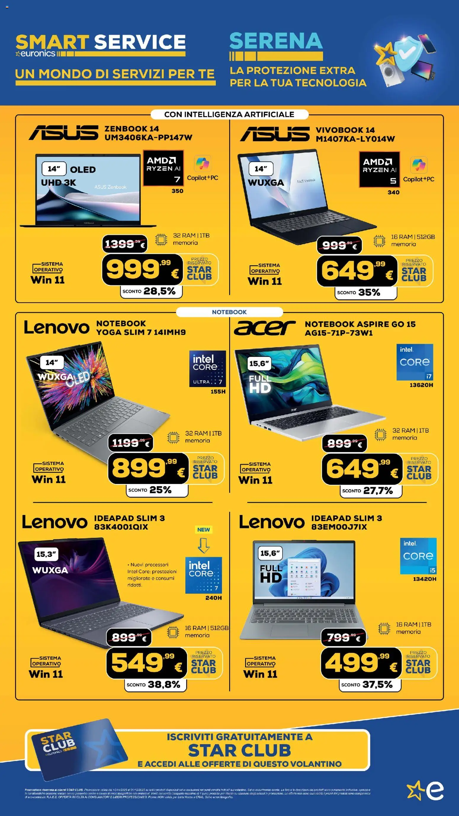 Volantino Euronics del 13.11.2025 | Pagina: 4 | Prodotti: Notebook, Tè