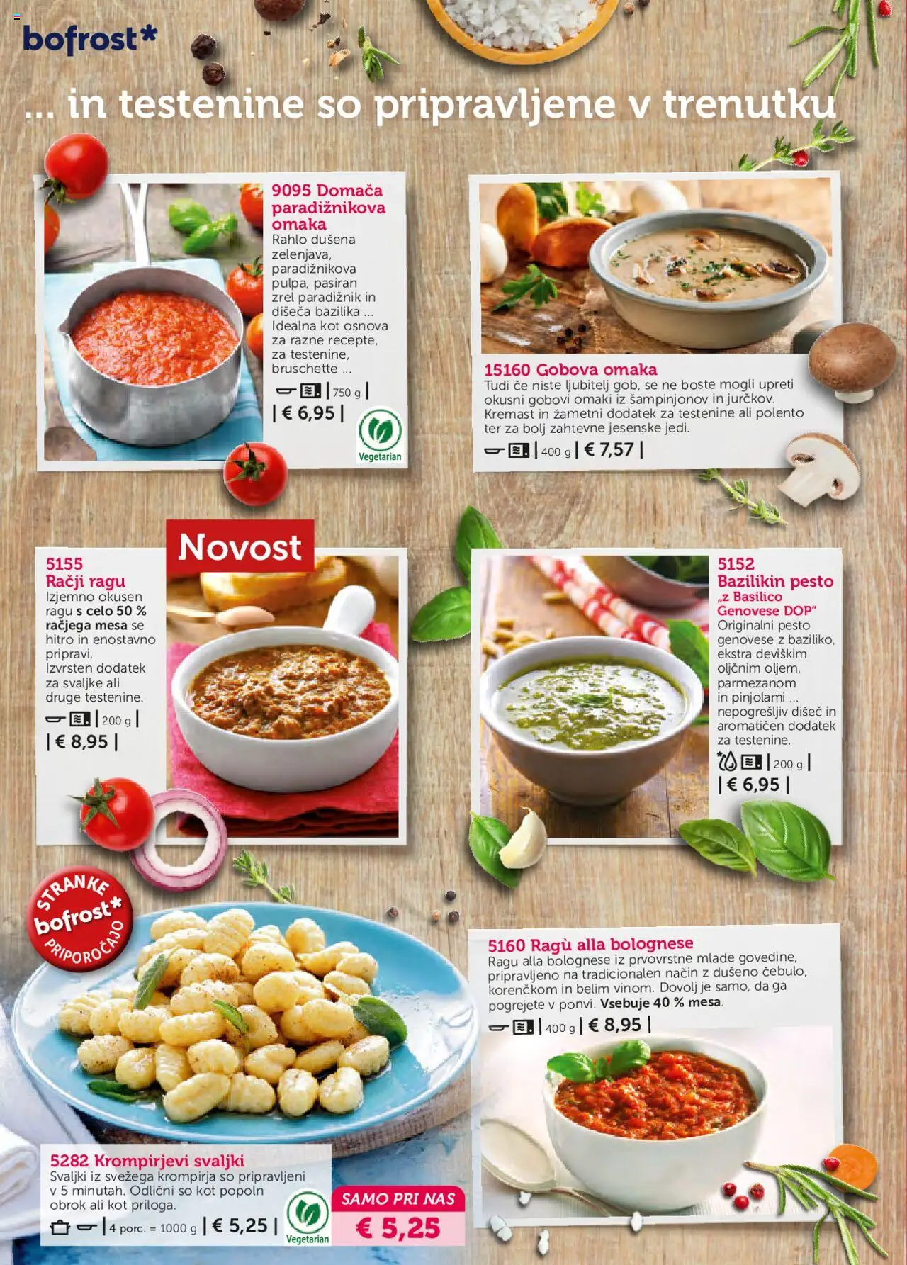 Novi Bofrost katalog ponudbe – veljaven od 01.05.2025 | Stran: 40 | Izdelki: Pesto, Paradiznik, Testenine, Omaka