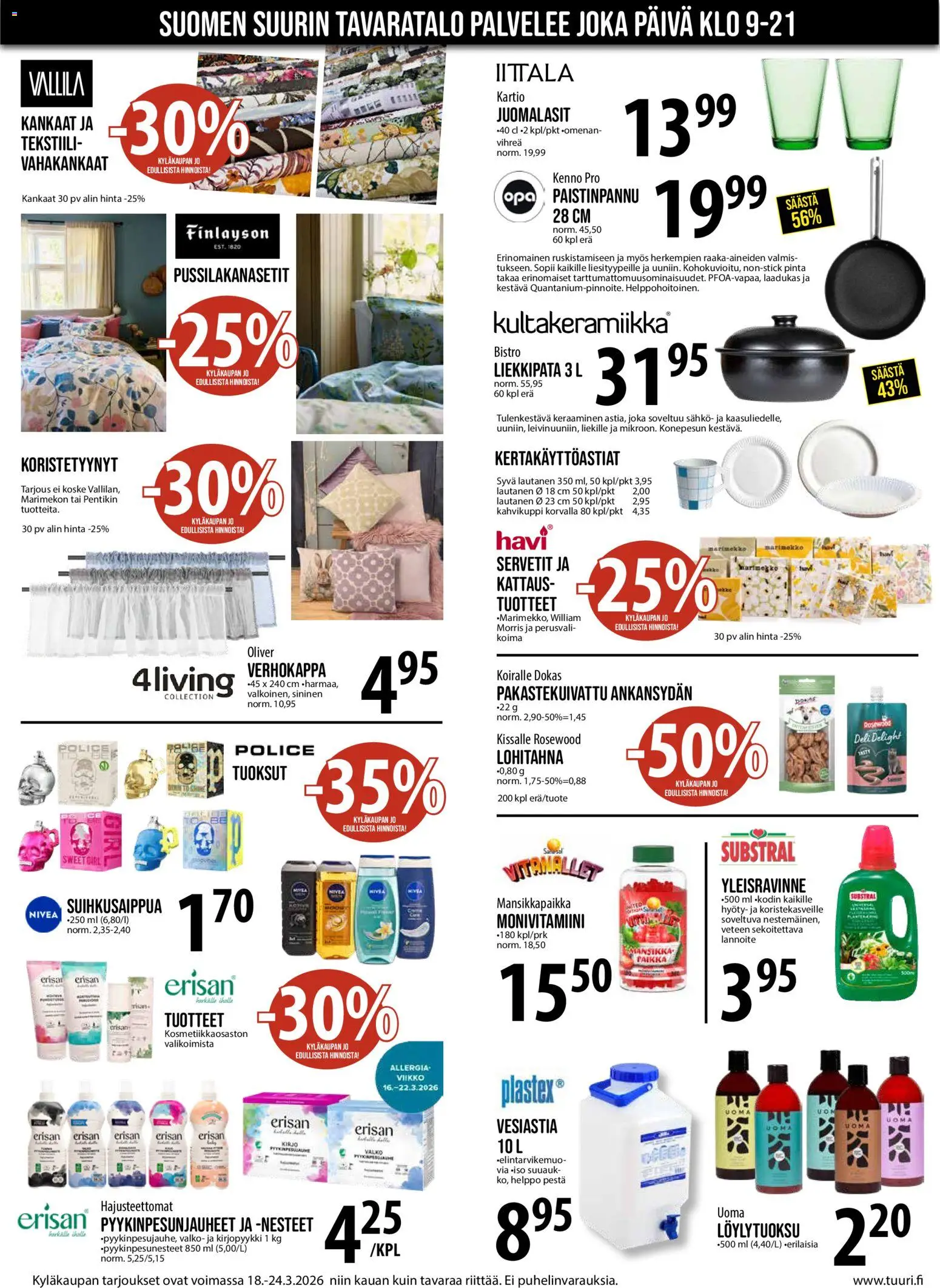 Tuuri tarjoukset – voimassa 18.03.2026 alkaen | Sivu: 2 | Tuotteet: Paistinpannu, Lannoite, Lautanen