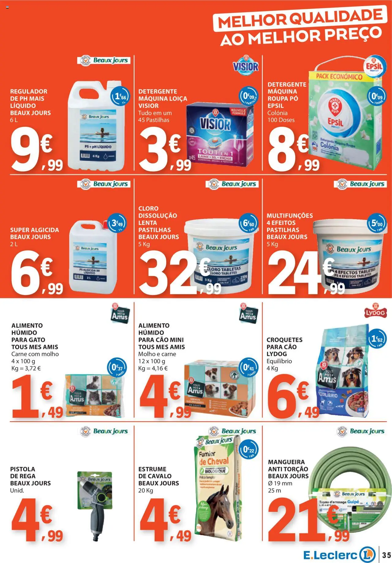 E.Leclerc folheto │ válido de 14.08.2025 | Página: 35 | Produtos: Pó, Detergente, Mangueira, Carne