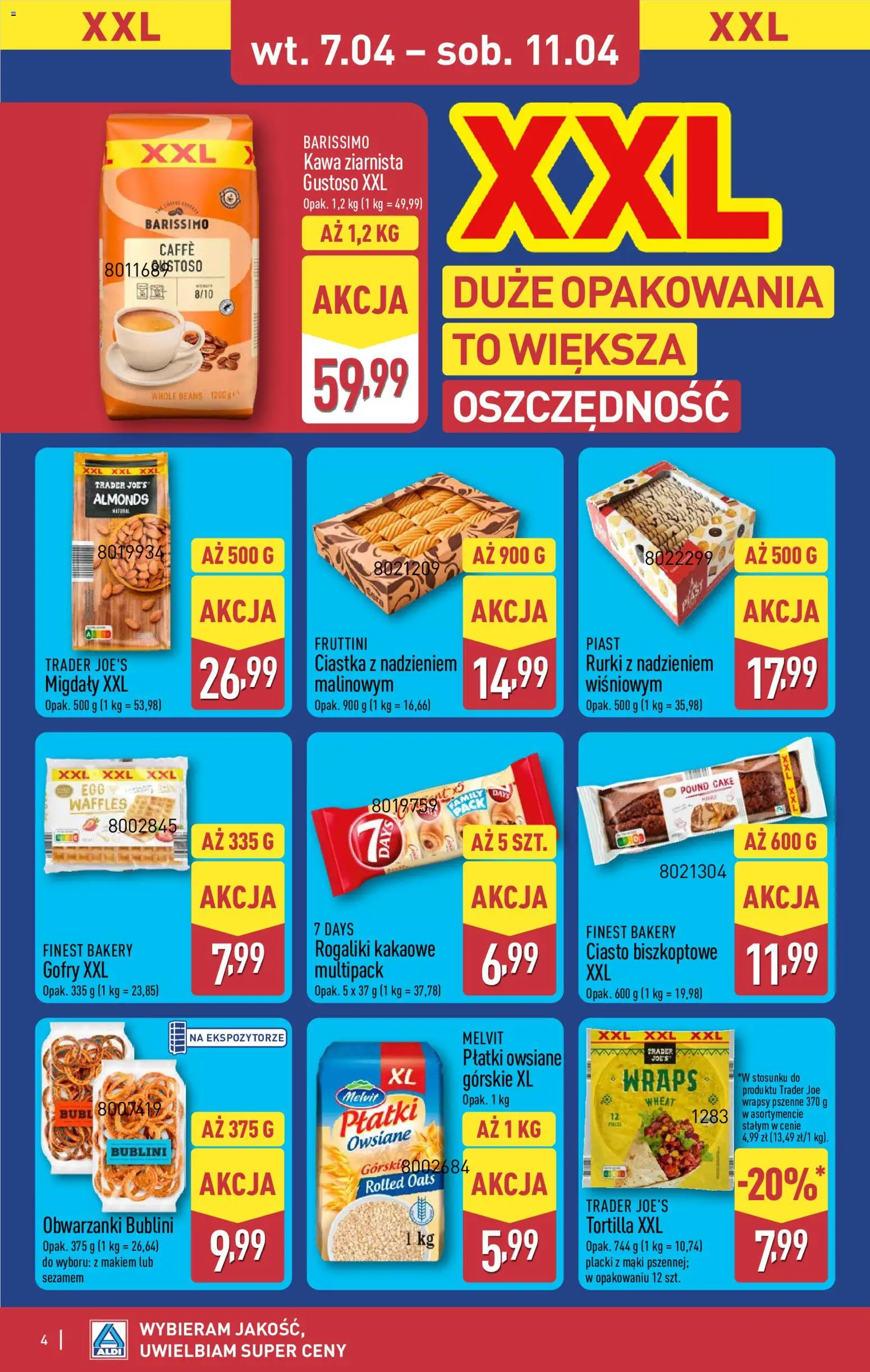 Aldi gazetka - Oferta specjalna od 07.04.2026 | Strona: 4 | Produkty: Ciasto, Kawa ziarnista, Kawa, Płatki
