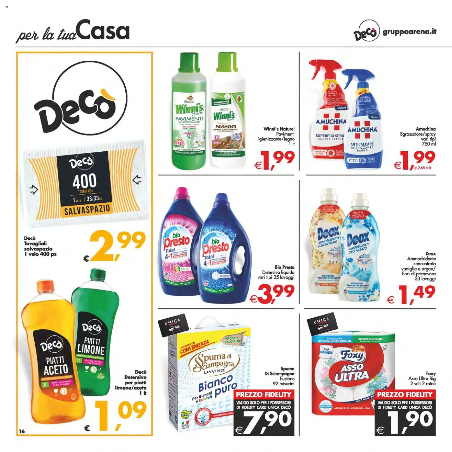 Volantino Decò del 13.02.2026 | Pagina: 16 | Prodotti: Ammorbidente, Limone, Aceto, Bagno