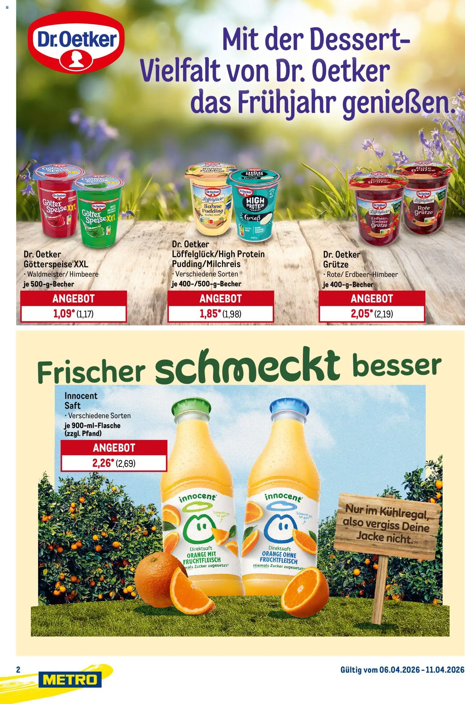 Metro Starke Marken – gültig ab 06.04.2026 | Seite: 2 | Produkte: Pudding, Jacke, Himbeere, Sahne