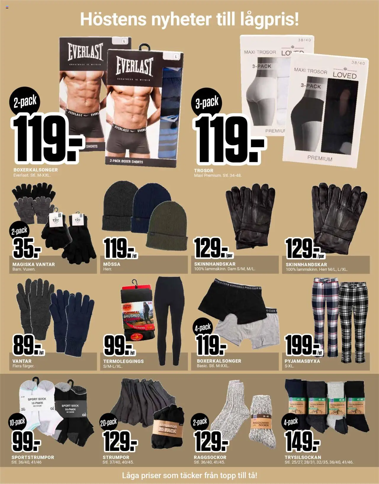 ÖoB reklamblad aktuell från 29.09.2025 | Sida: 9 | Produkter: Vantar, Shorts, Strumpor, Mössa
